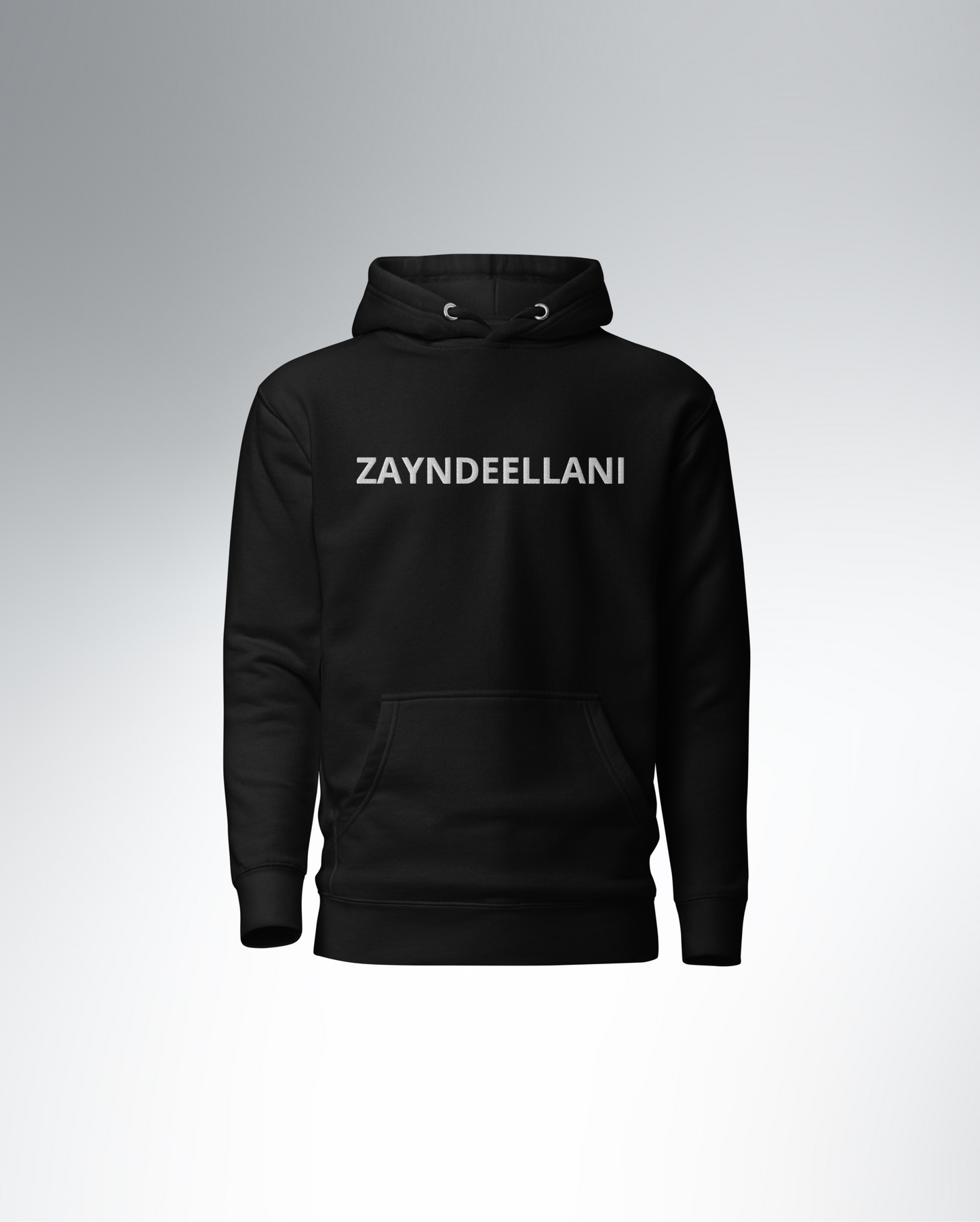 Zayndeellani Logo Spell-Out Hoodie White Embroidery Plain Back