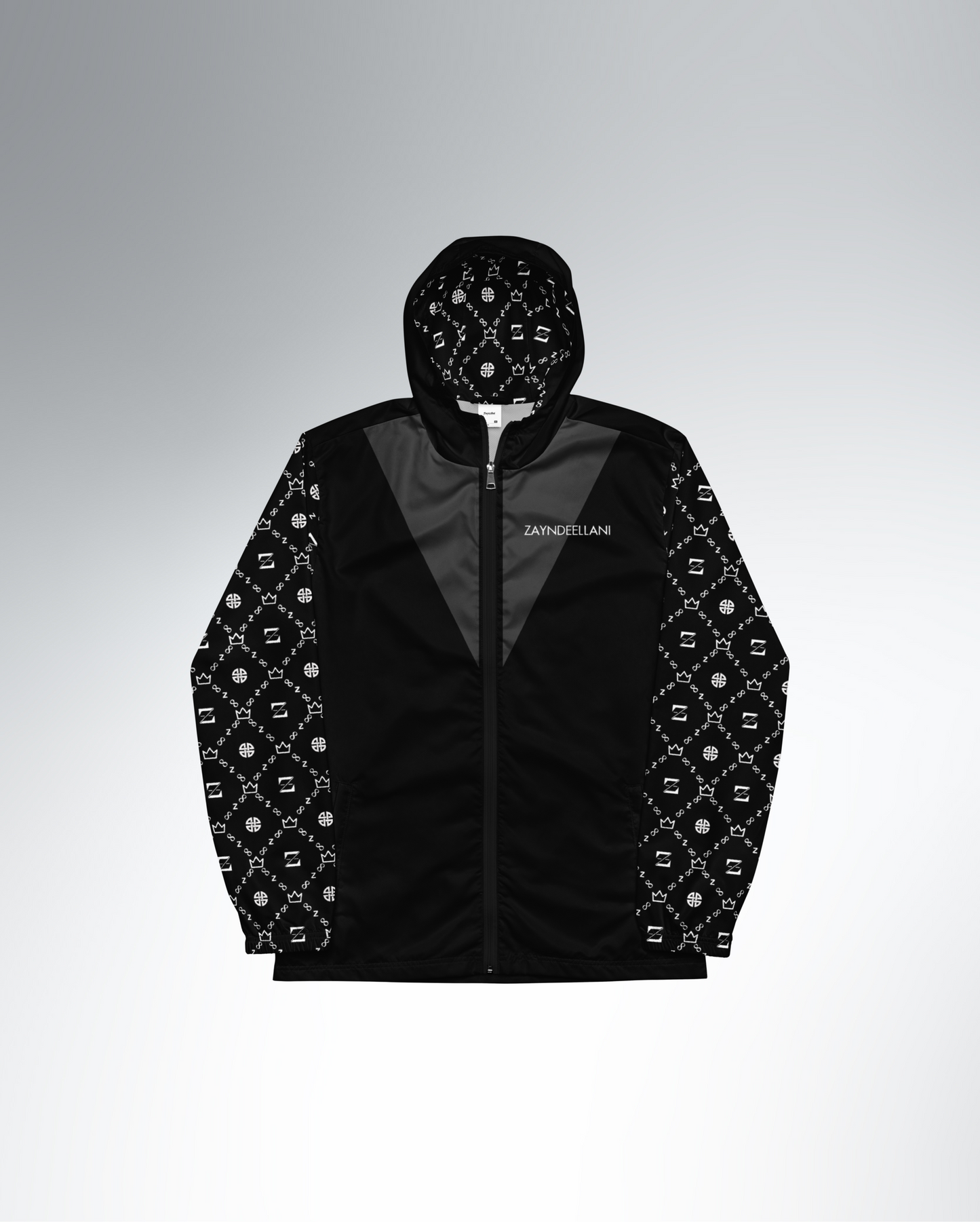 Zayndeellani Monogram Sleeved Windbreaker - Black