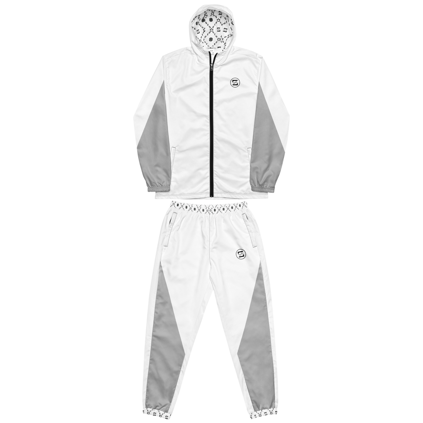 Zayndeellani image of a two-piece white monogram tracksuit