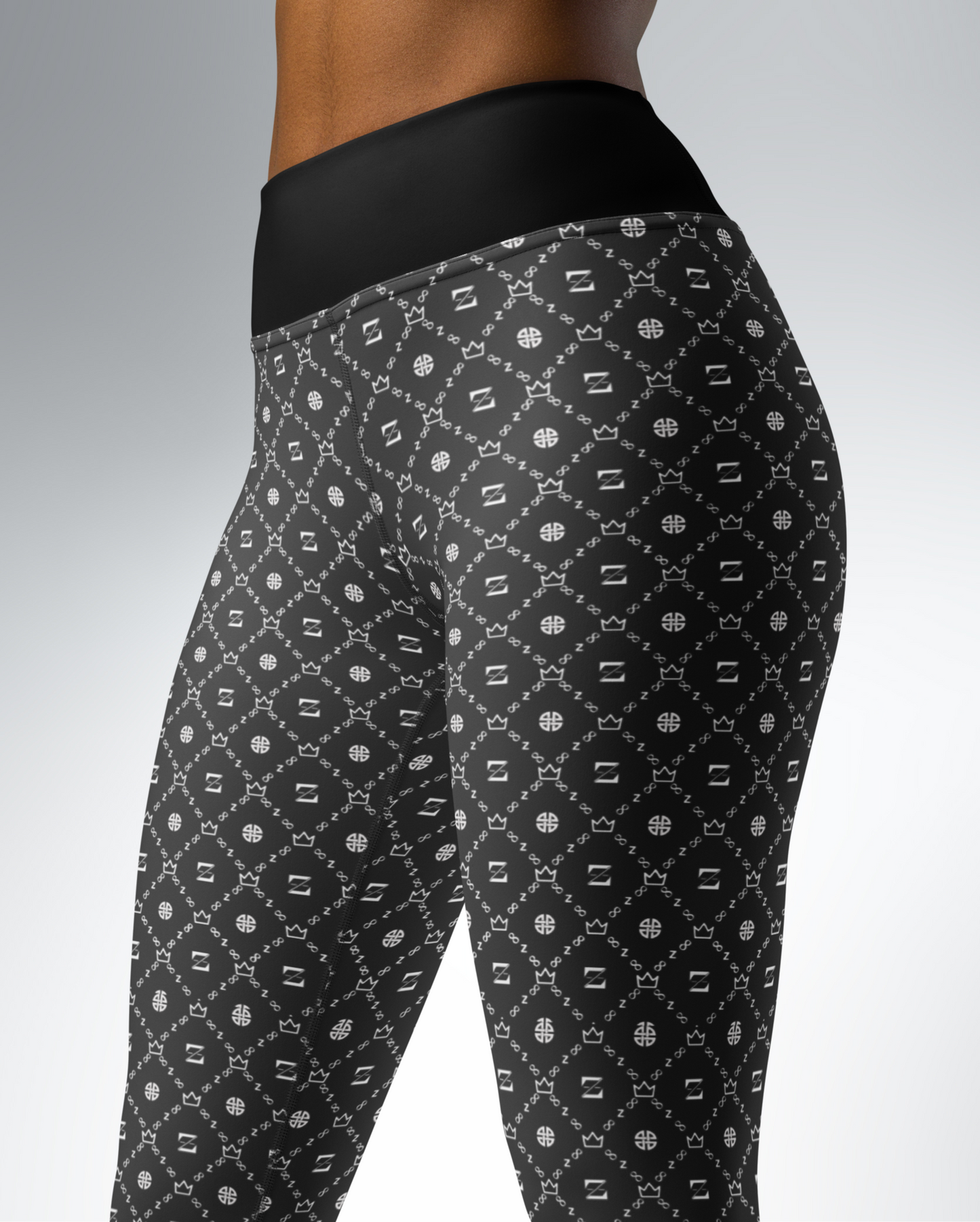 Zayndeellani Monogram Yoga Leggings Blank Belt - Grey