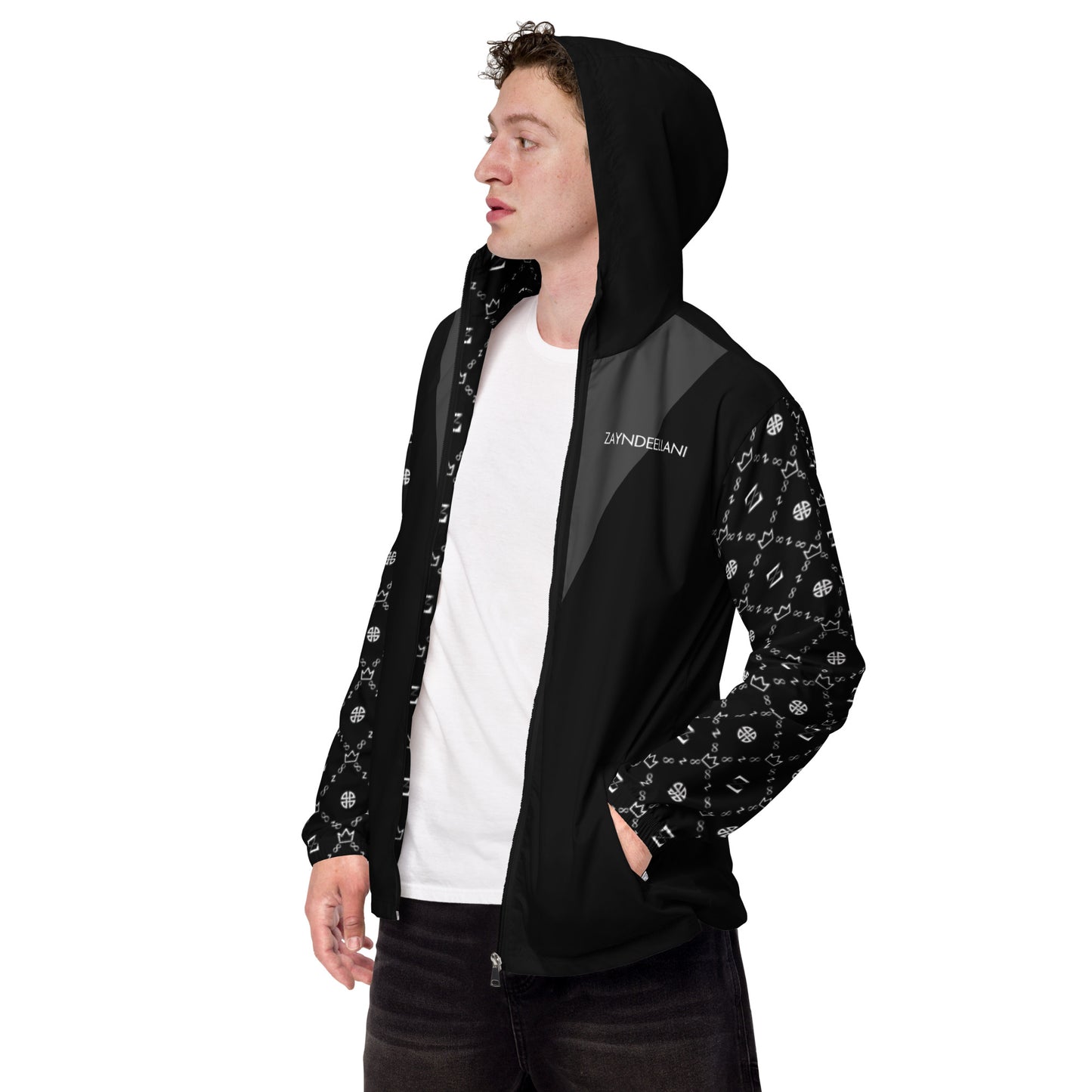 Zayndeellani Monogram Sleeved Windbreaker - Black - Zayndeellani