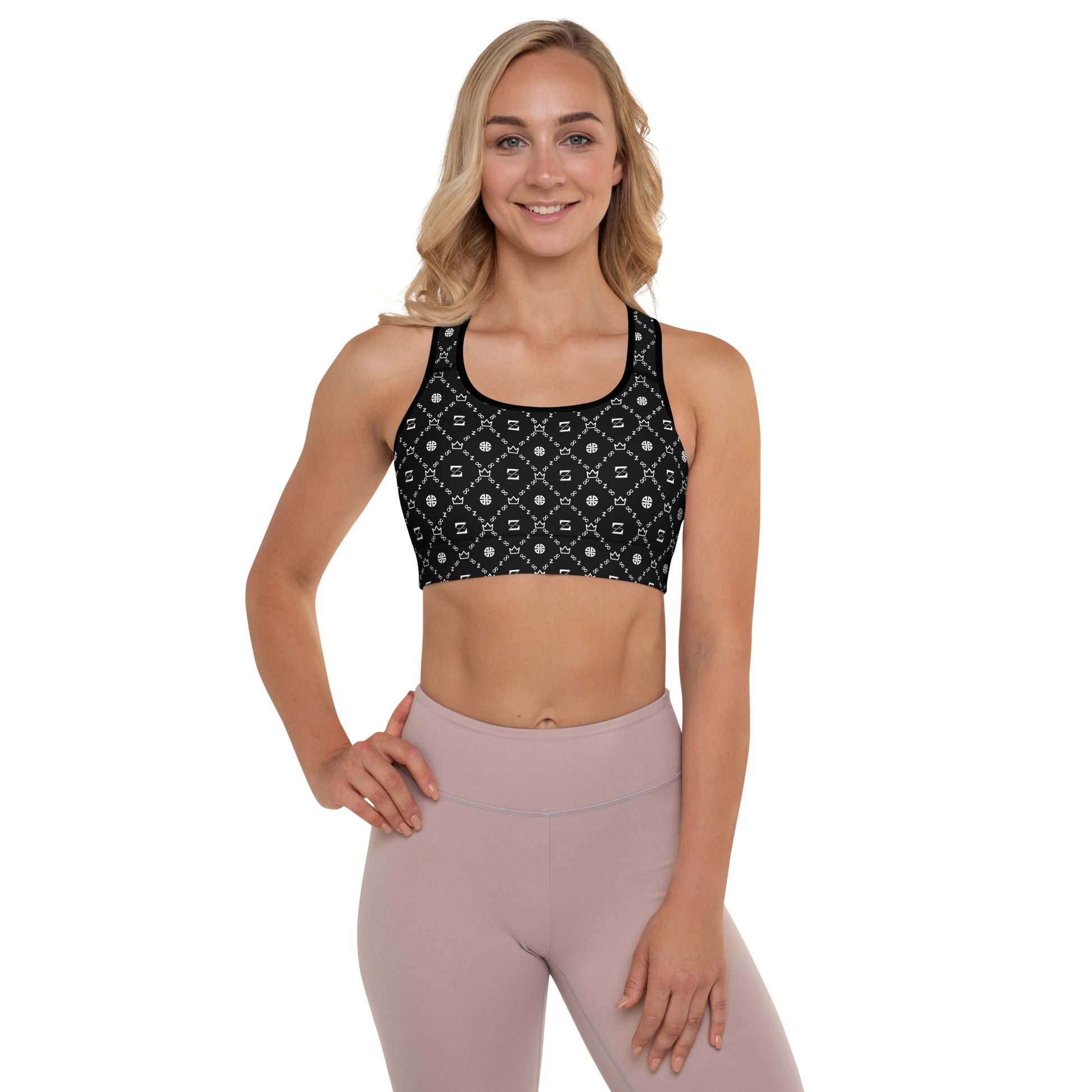 Zayndeellani Monogram Sports Bra Black - Zayndeellani