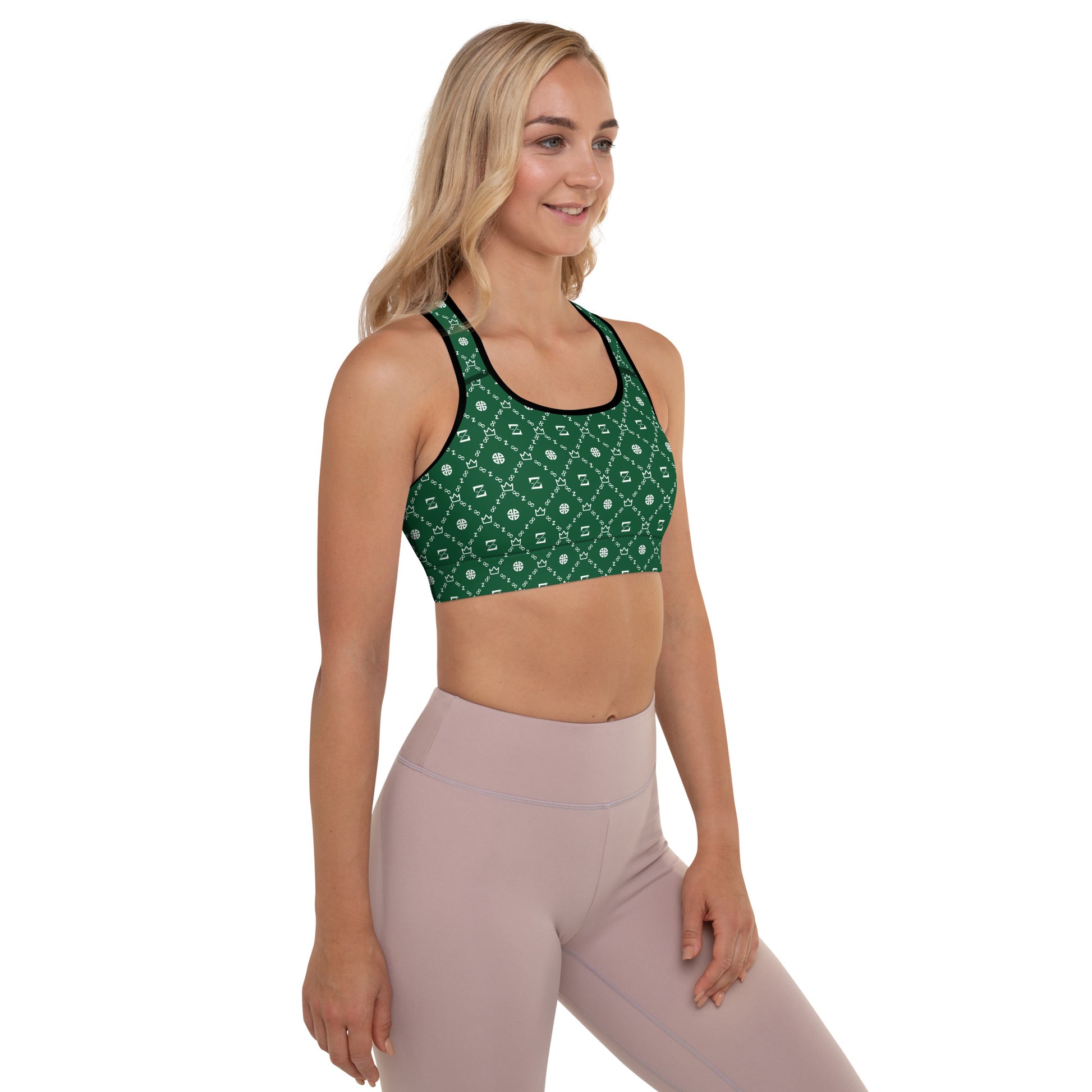 Zayndeellani Monogram Sports Bra Green - Zayndeellani