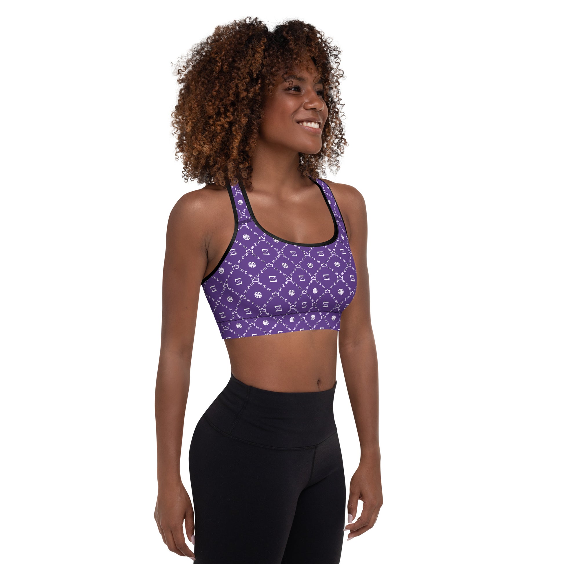 Zayndeellani Monogram Sports Bra Purple - Zayndeellani