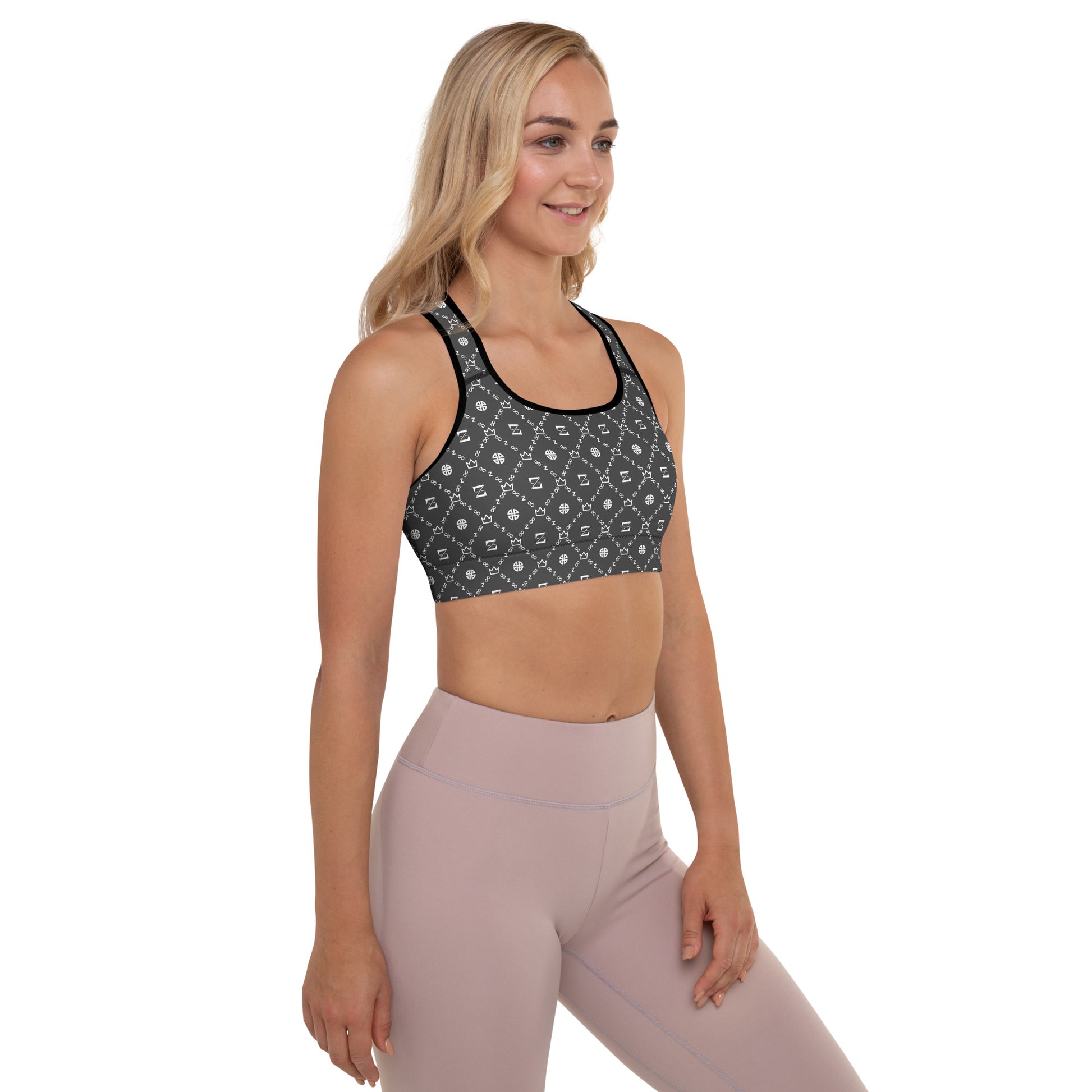 Zayndeellani Monogram Sports Bra Grey - Zayndeellani