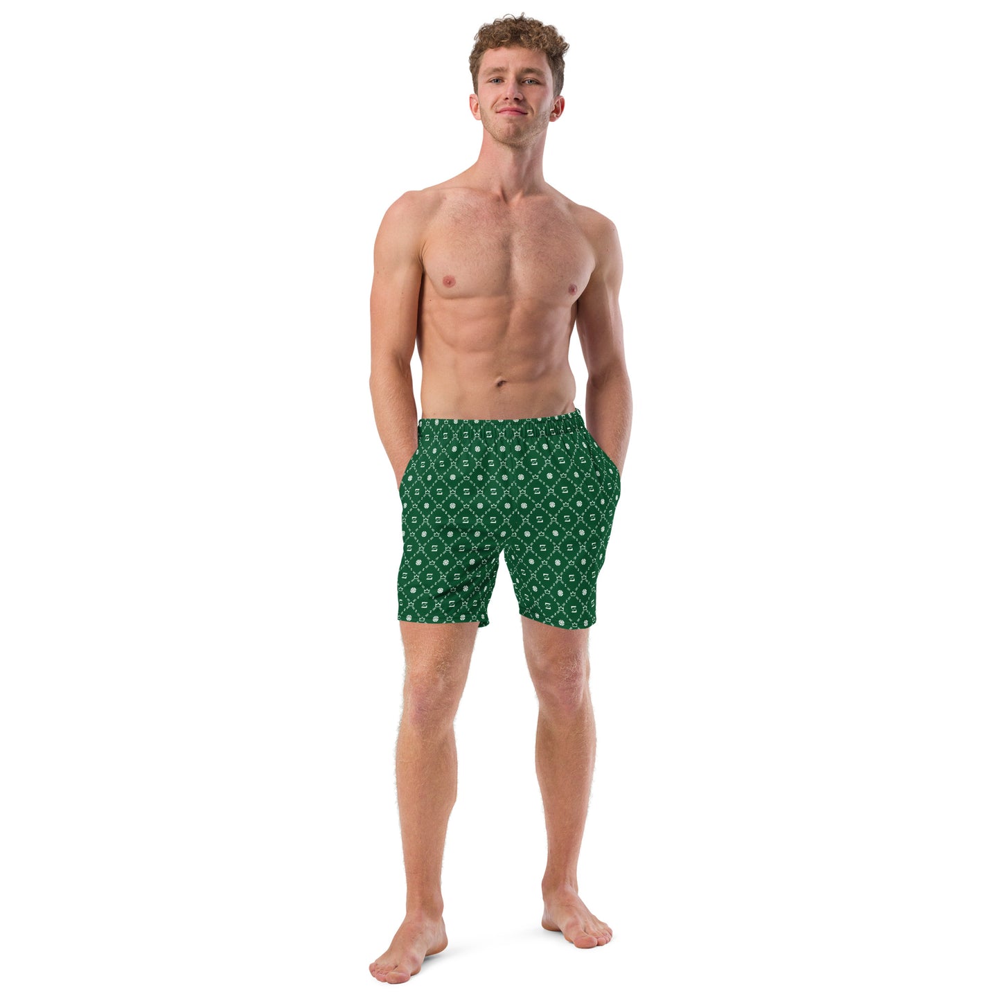 Zayndeellani Men's Monogram Swim Shorts Green - Zayndeellani