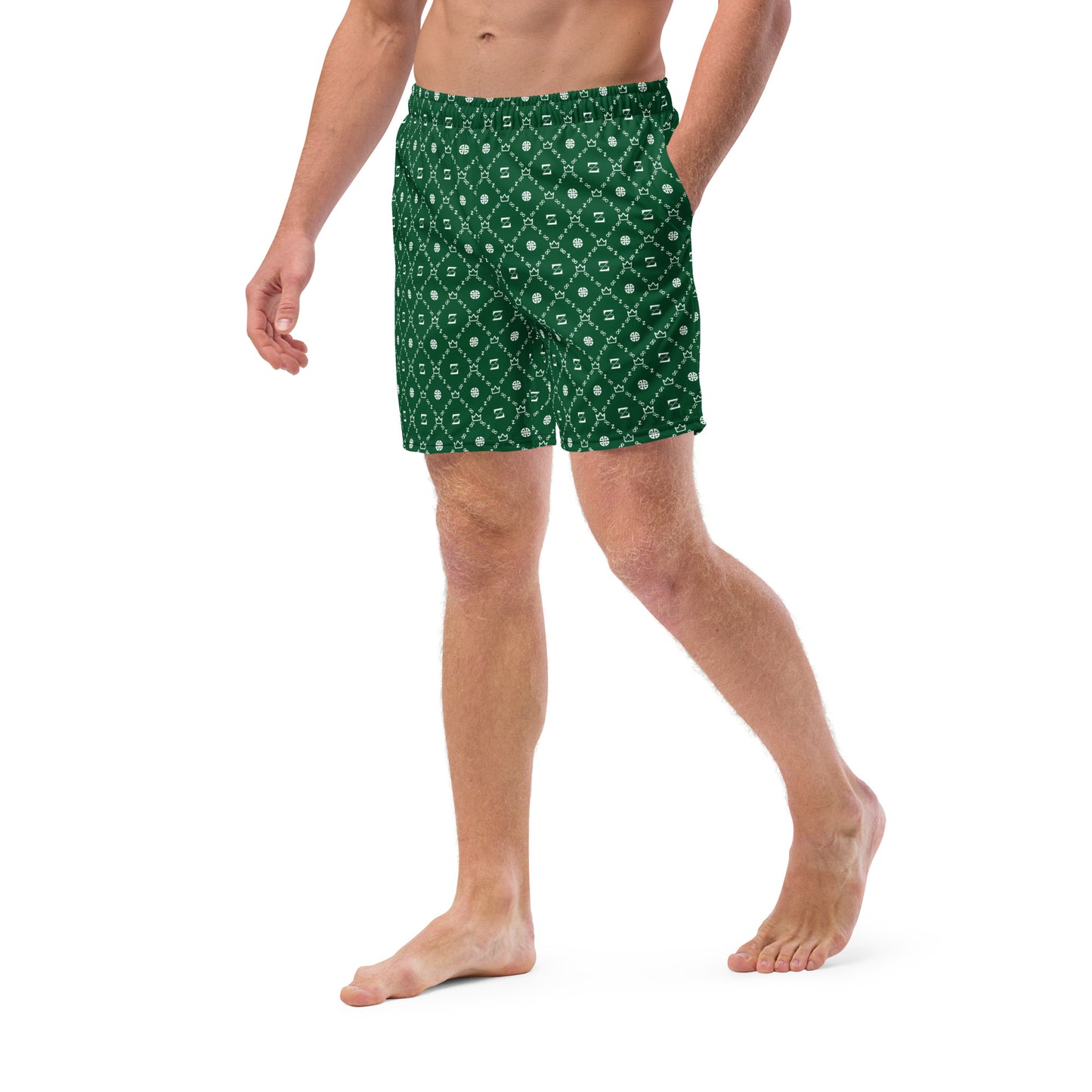 Zayndeellani Men's Monogram Swim Shorts Green - Zayndeellani