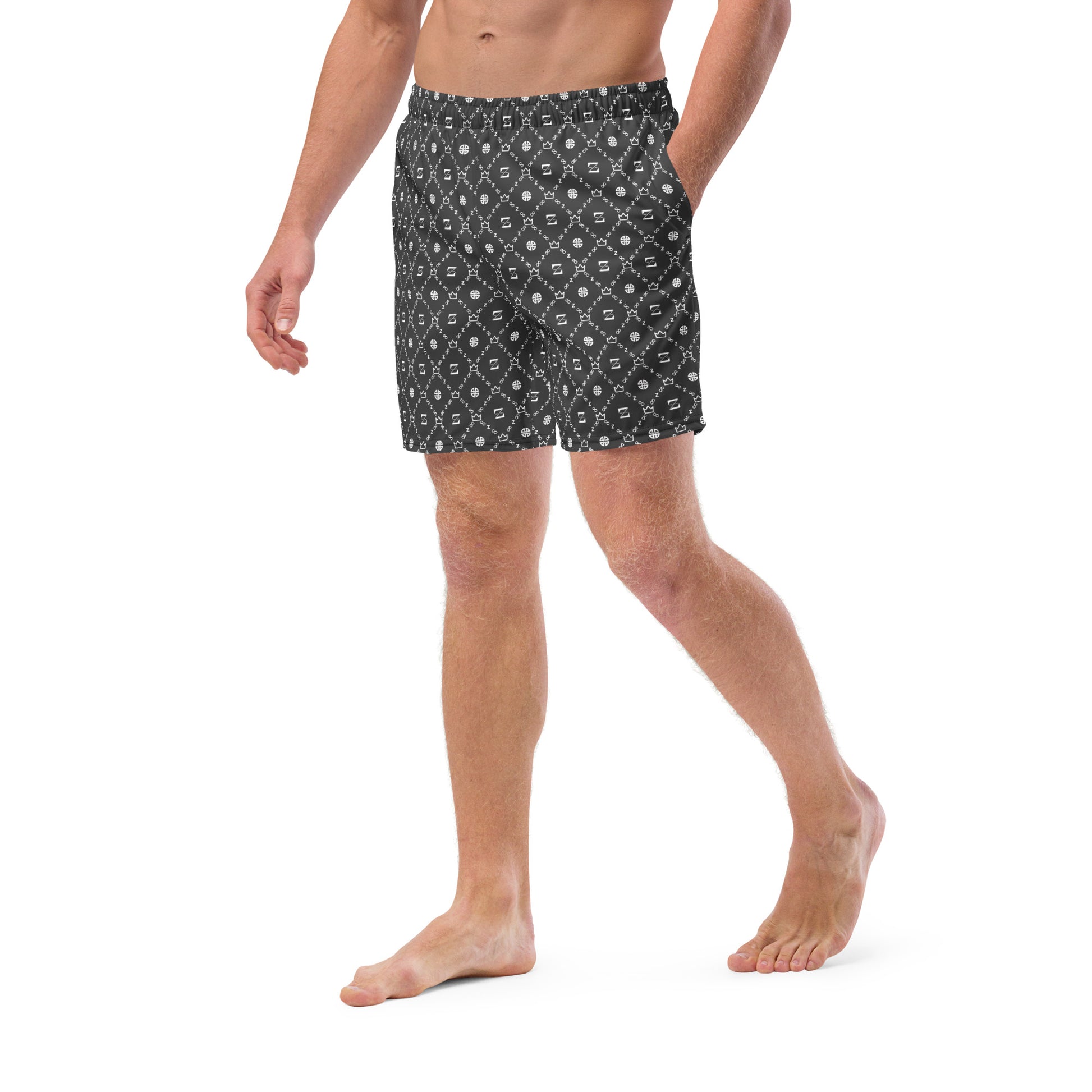 Zayndeellani Men's Monogram Swim Shorts Grey - Zayndeellani