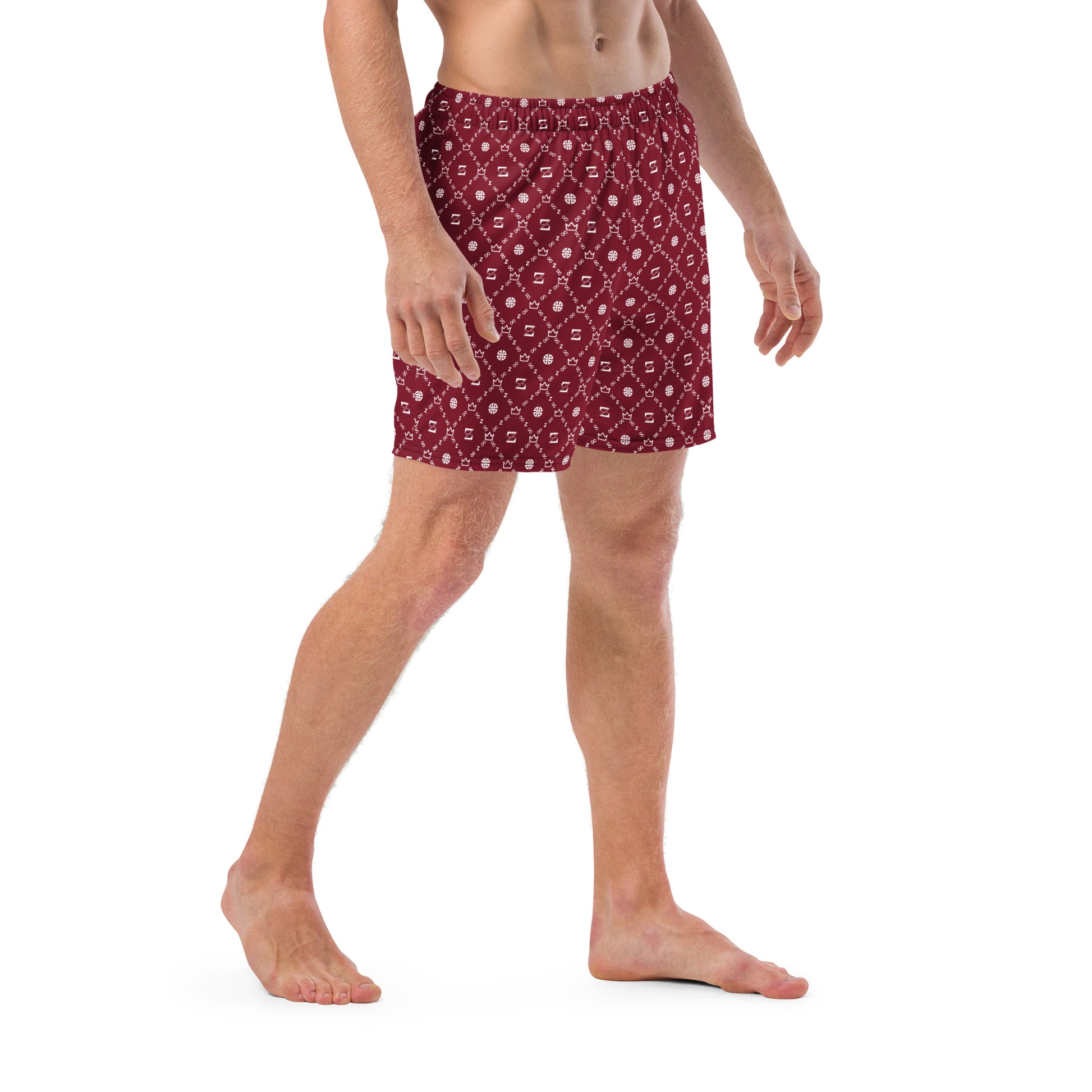 Zayndeellani Men's Monogram Swim Shorts Red - Zayndeellani