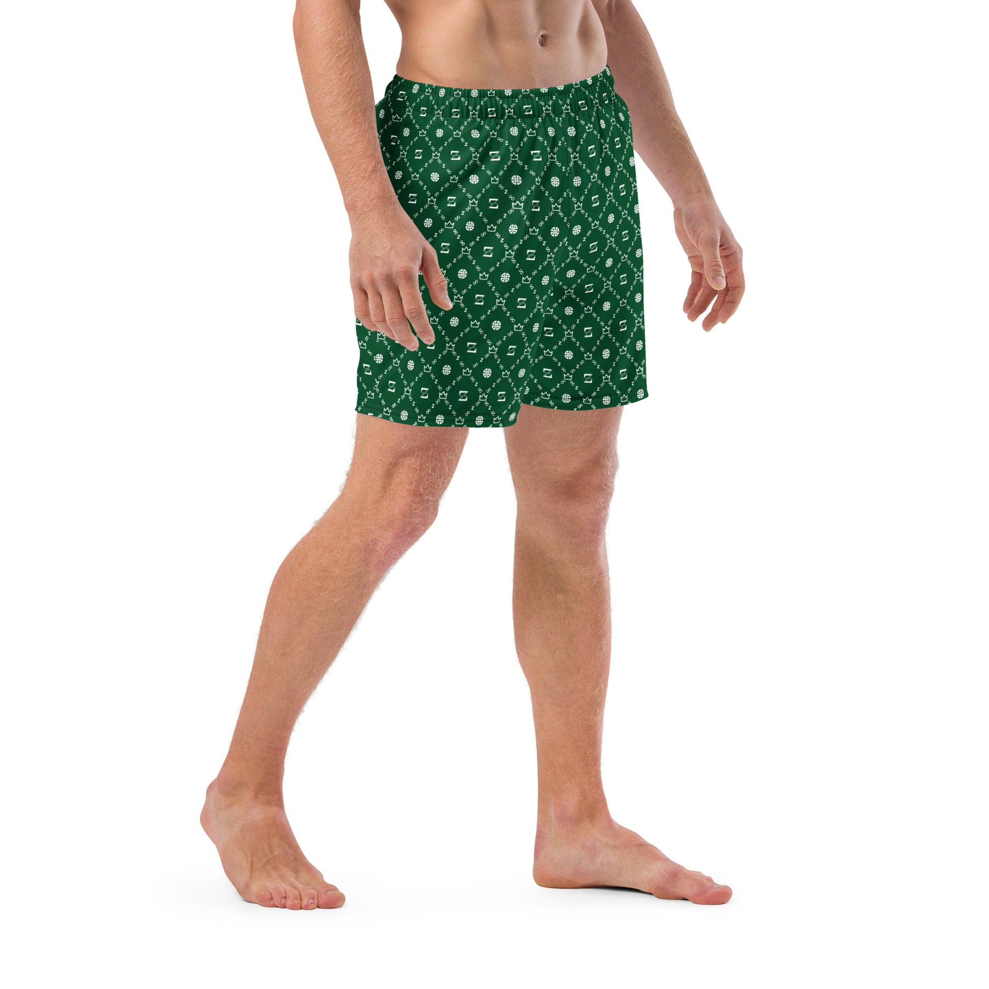 Zayndeellani Men's Monogram Swim Shorts Green - Zayndeellani