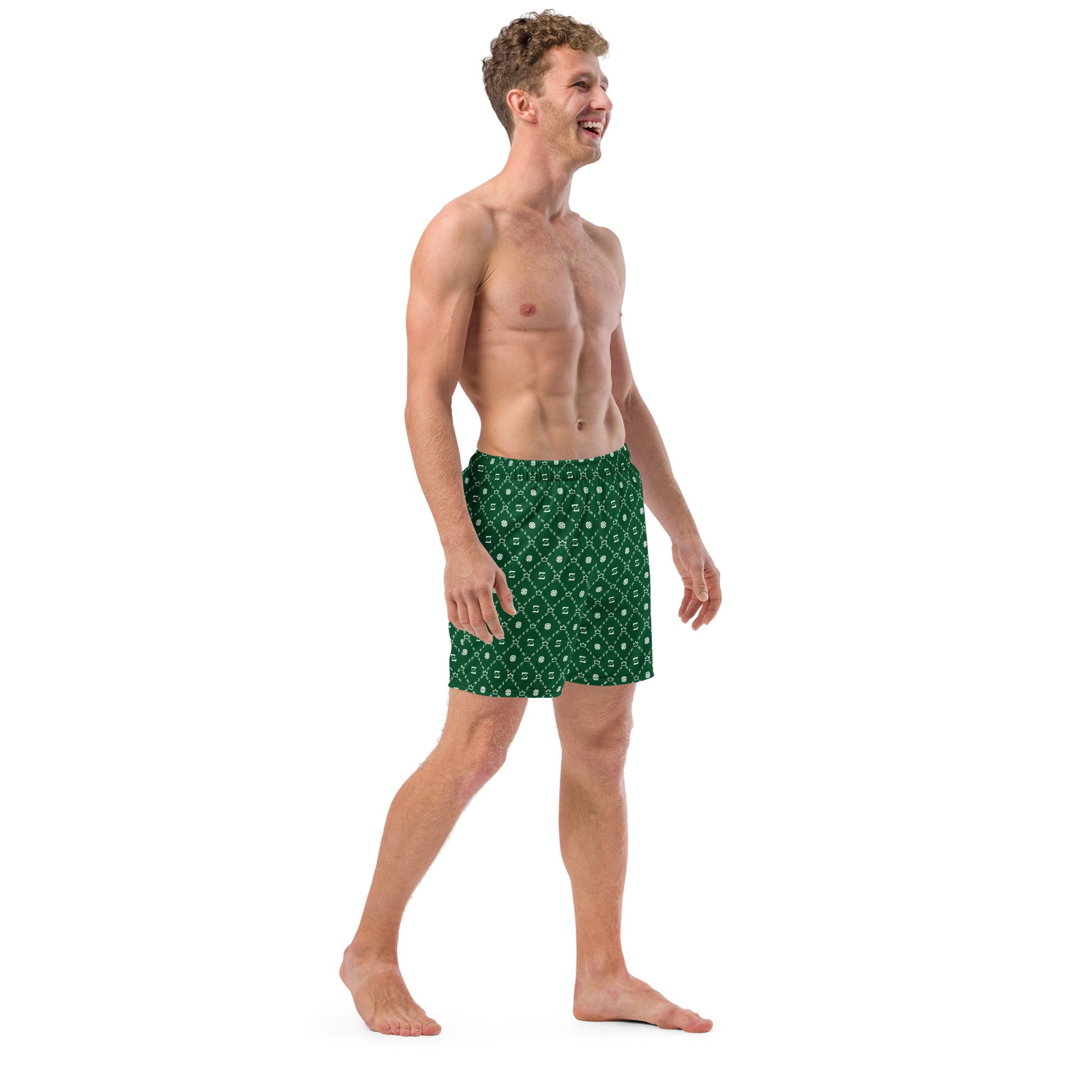 Zayndeellani Men's Monogram Swim Shorts Green - Zayndeellani