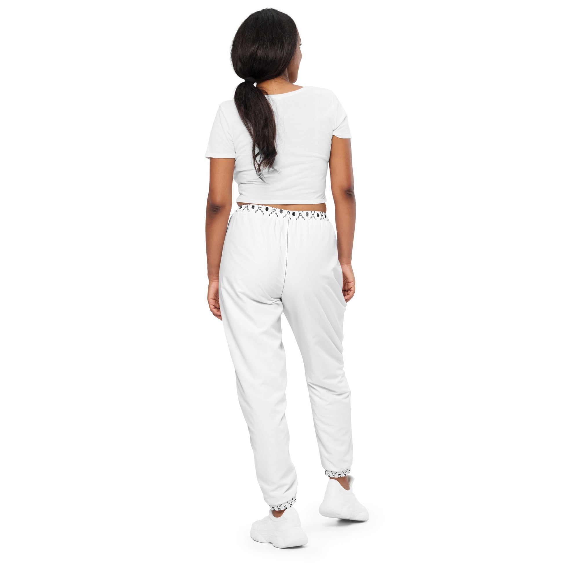 Zayndeellani Monogram Cuff Track Pants White - Zayndeellani