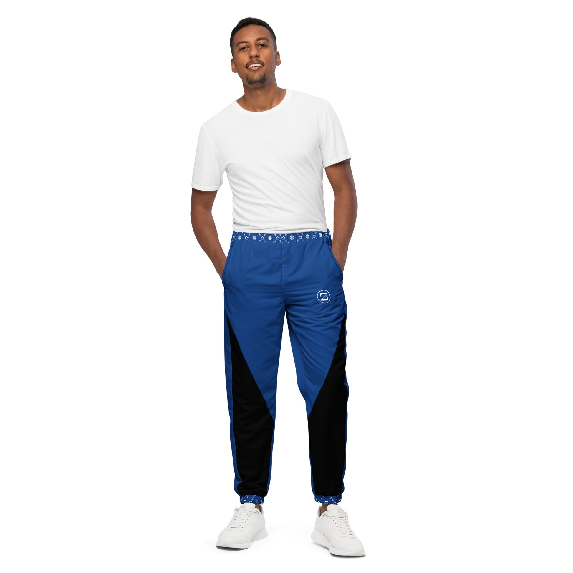 Zayndeellani Monogram Cuff Track Pants Blue - Zayndeellani