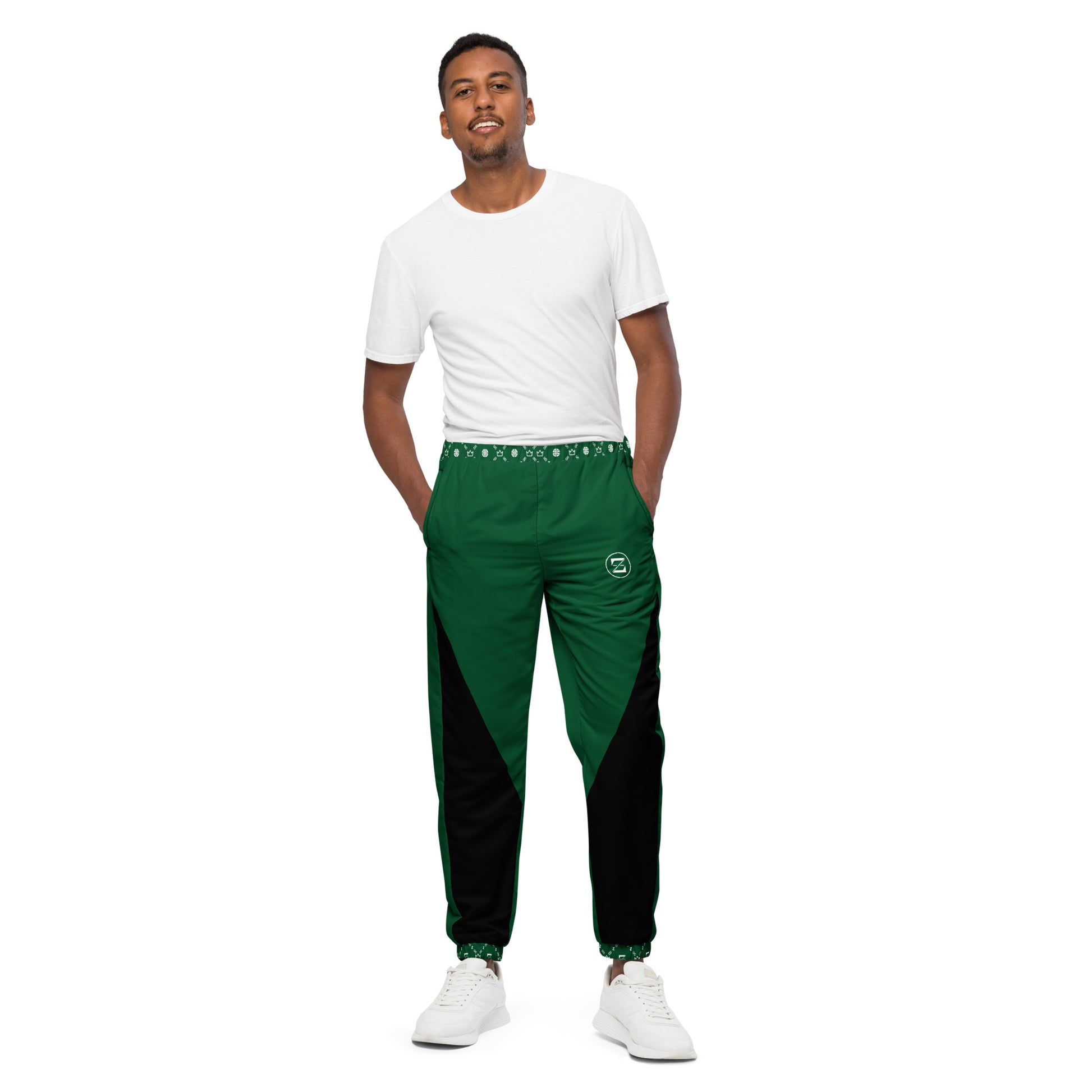 Zayndeellani Monogram Cuff Track Pants Green - Zayndeellani