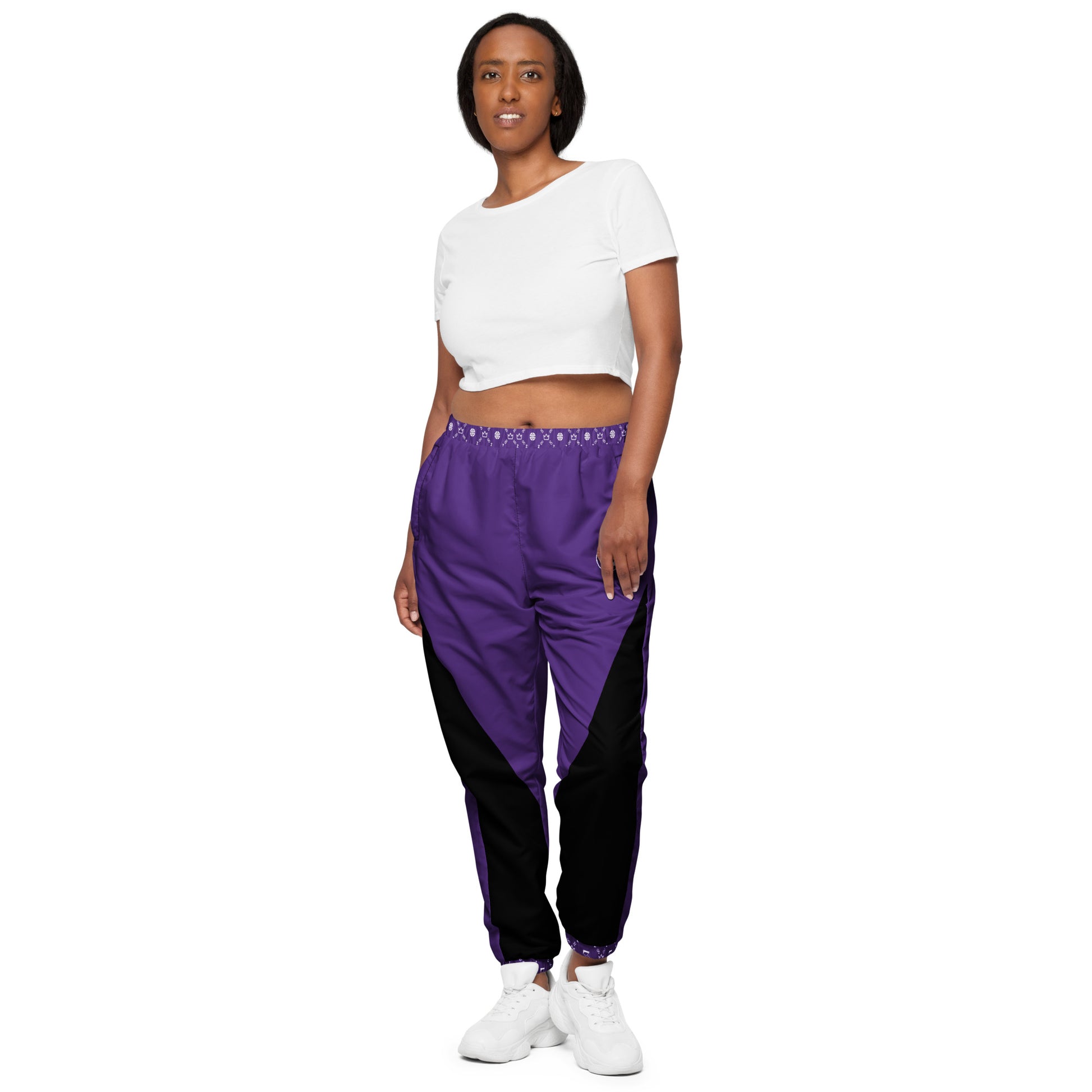 Zayndeellani Monogram Cuff Track Pants Purple - Zayndeellani