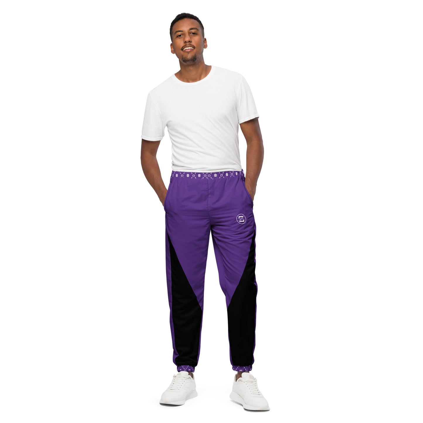 Zayndeellani Monogram Cuff Track Pants Purple - Zayndeellani