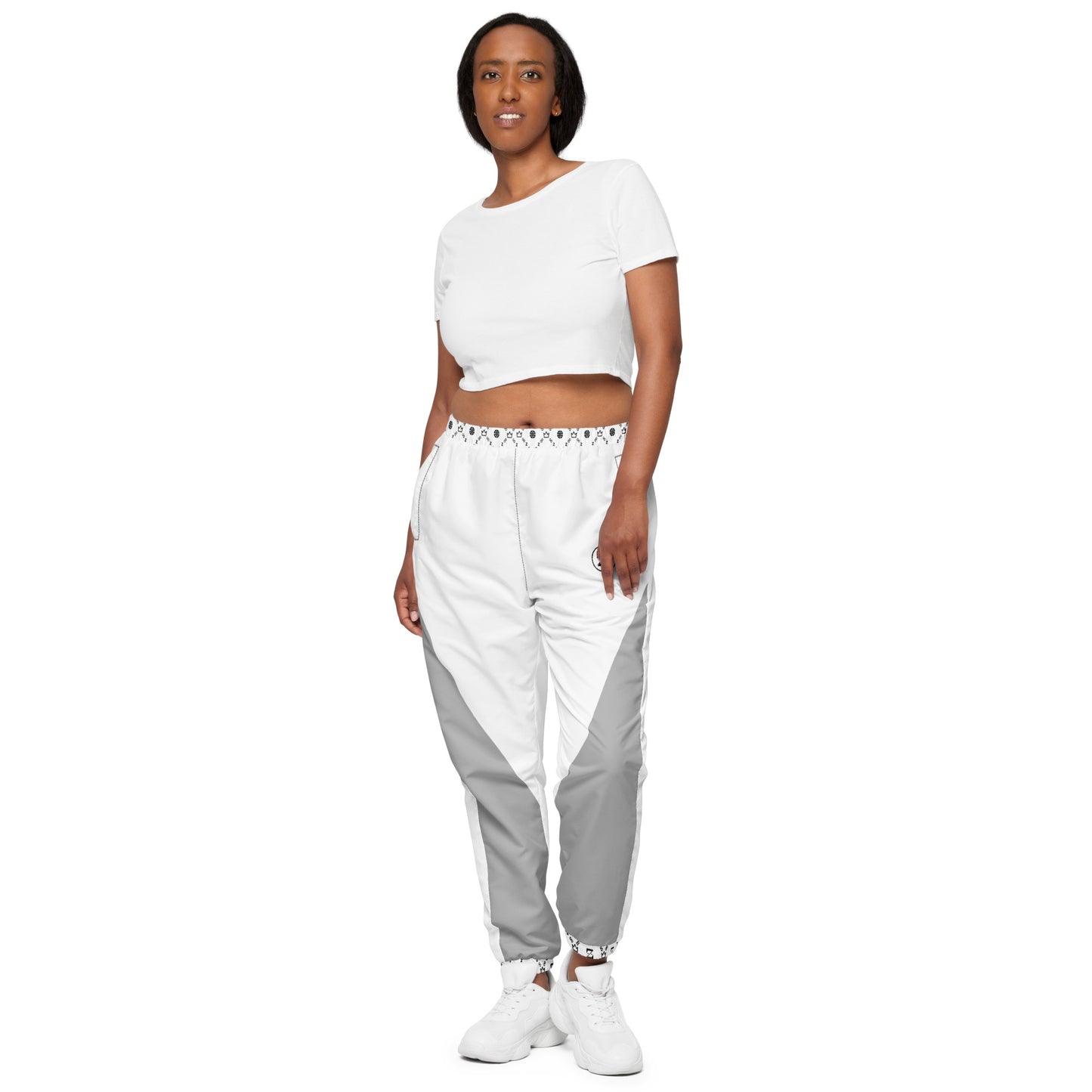 Zayndeellani Monogram Cuff Track Pants White - Zayndeellani