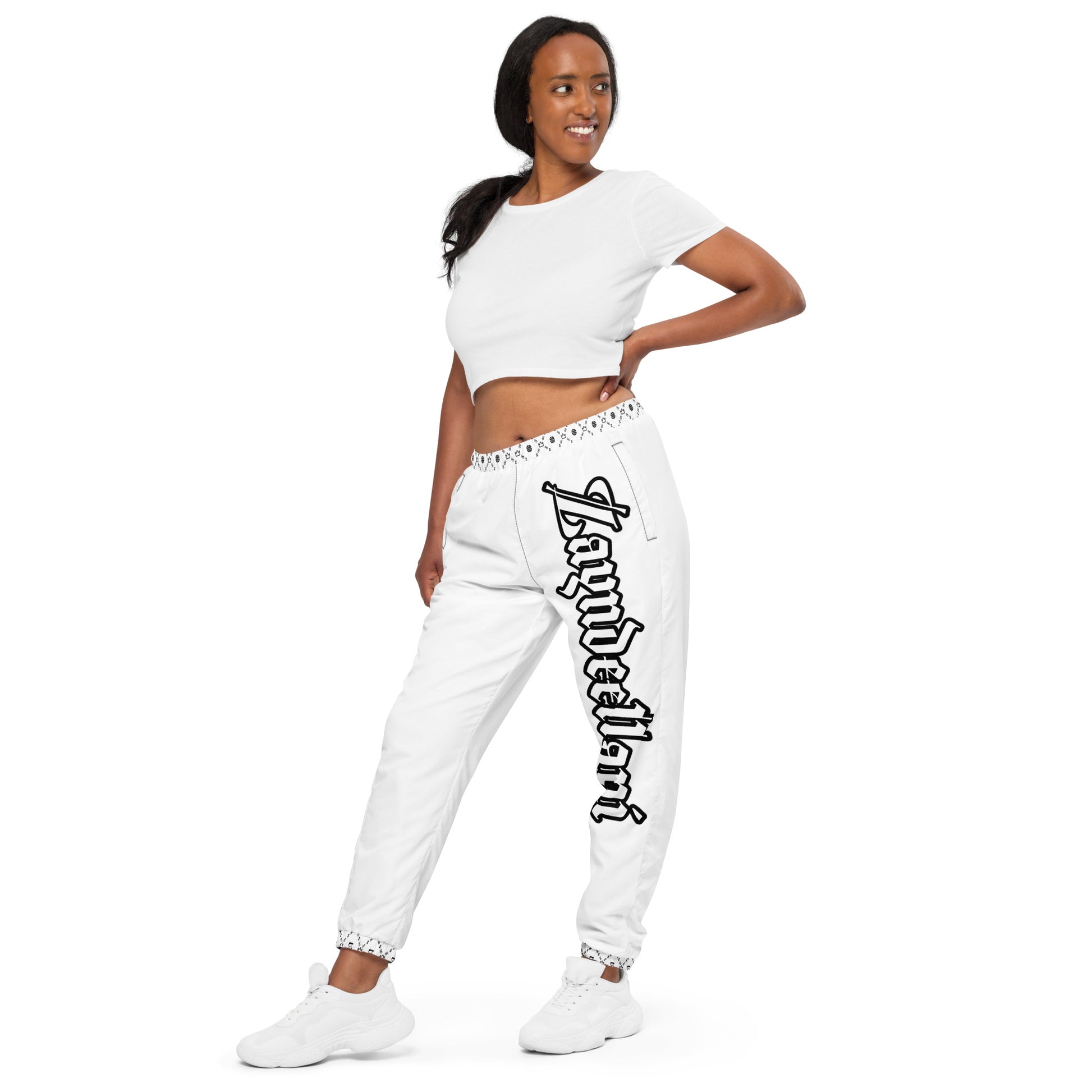 Zayndeellani Monogram Spell-out Track Pants White - Zayndeellani