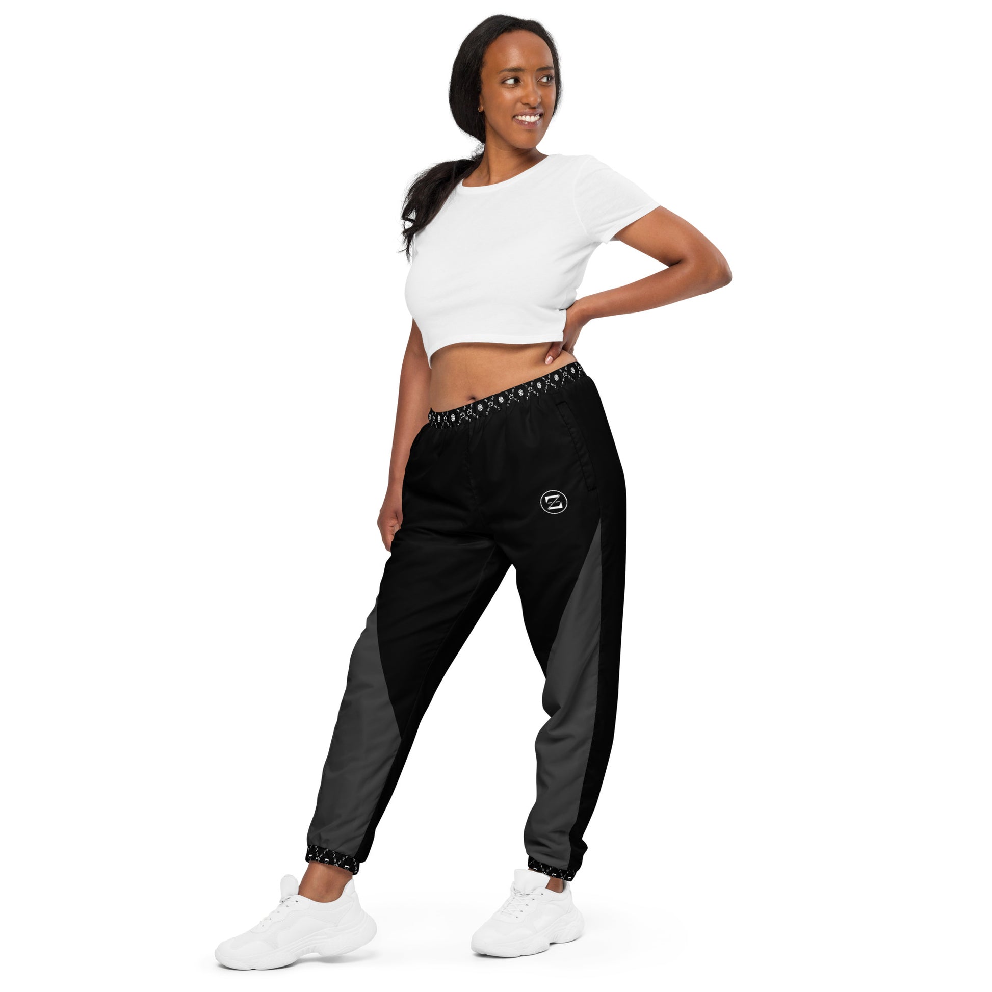 Zayndeellani Monogram Cuff Track Pants Black - Zayndeellani