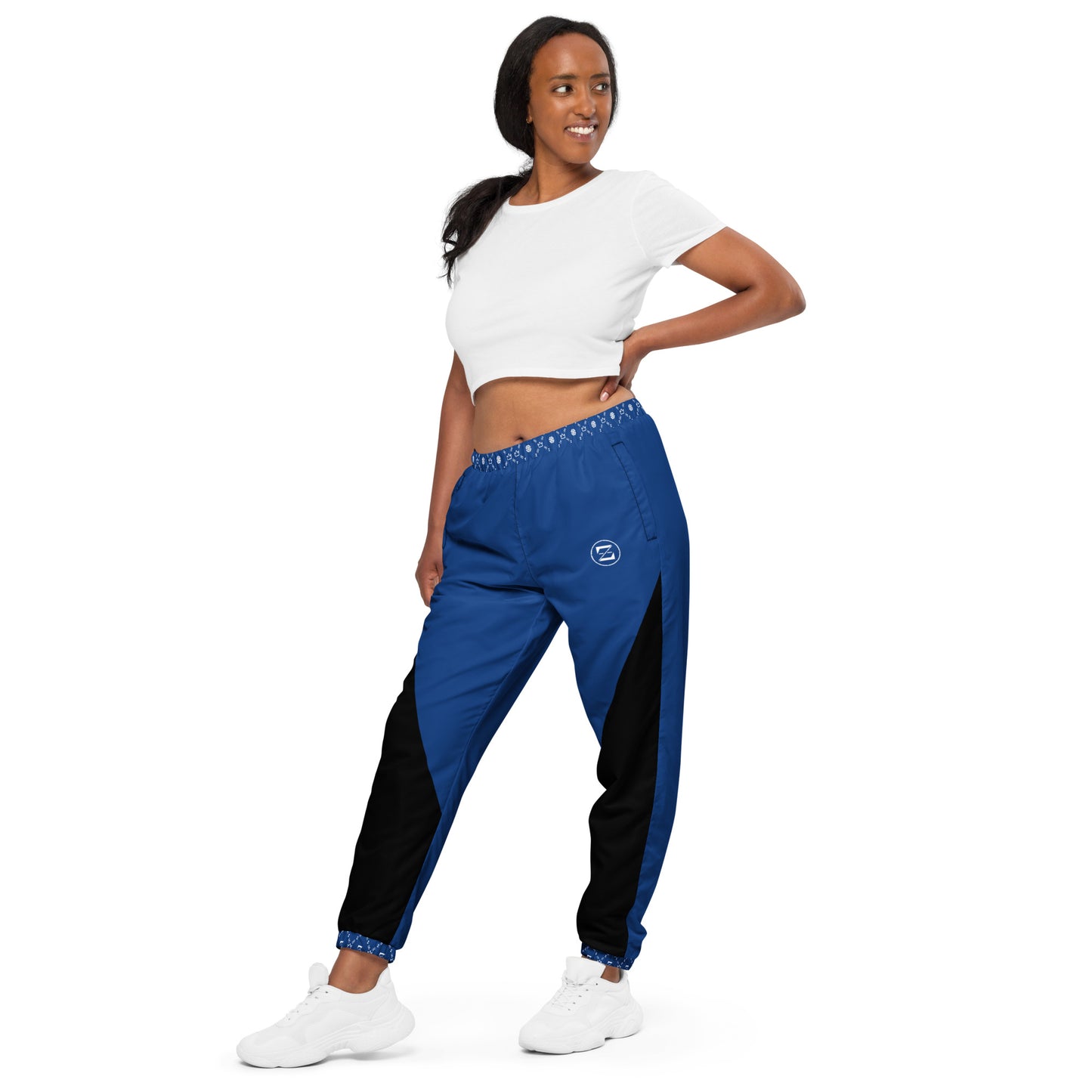 Zayndeellani Monogram Cuff Track Pants Blue - Zayndeellani