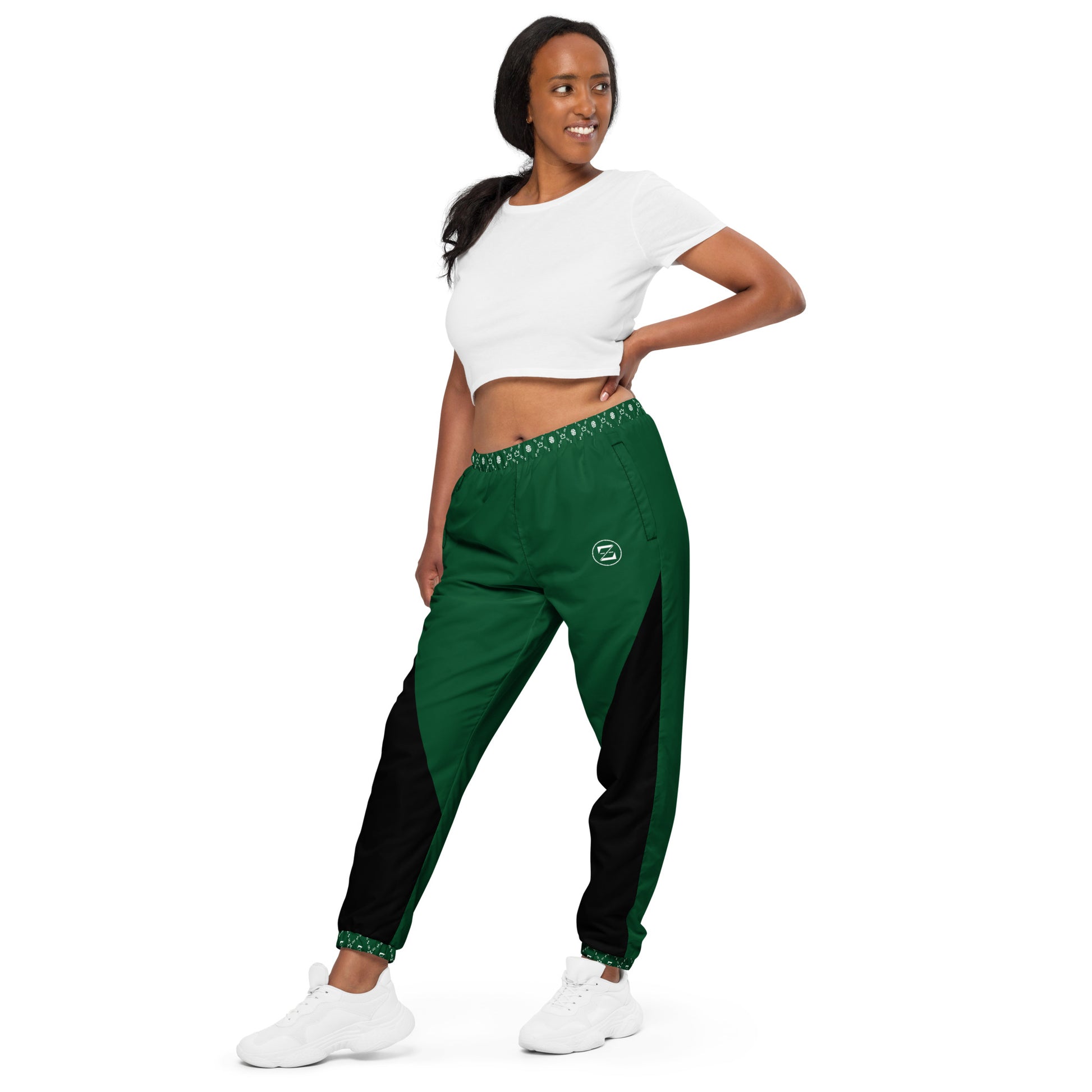 Zayndeellani Monogram Cuff Track Pants Green - Zayndeellani