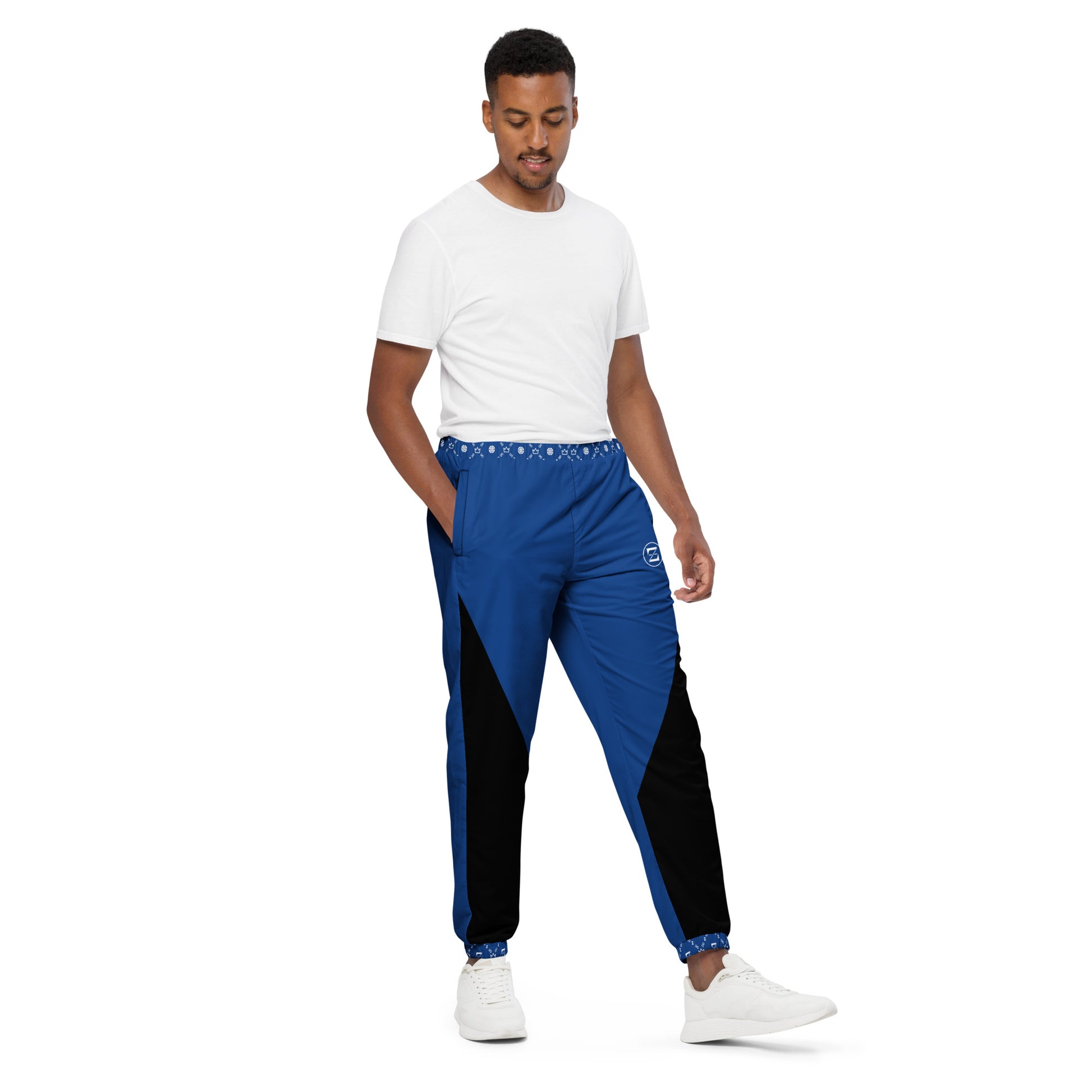 Zayndeellani Monogram Cuff Track Pants Blue - Zayndeellani