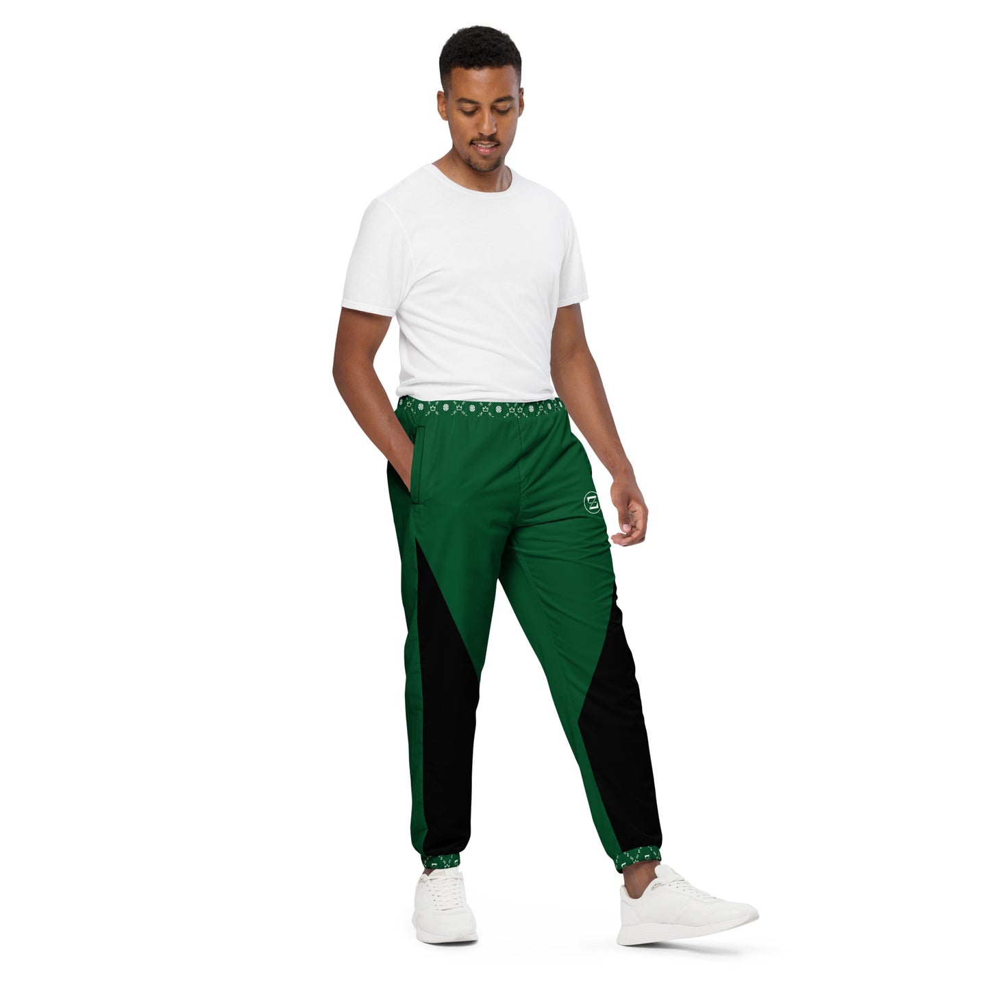 Zayndeellani Monogram Cuff Track Pants Green - Zayndeellani