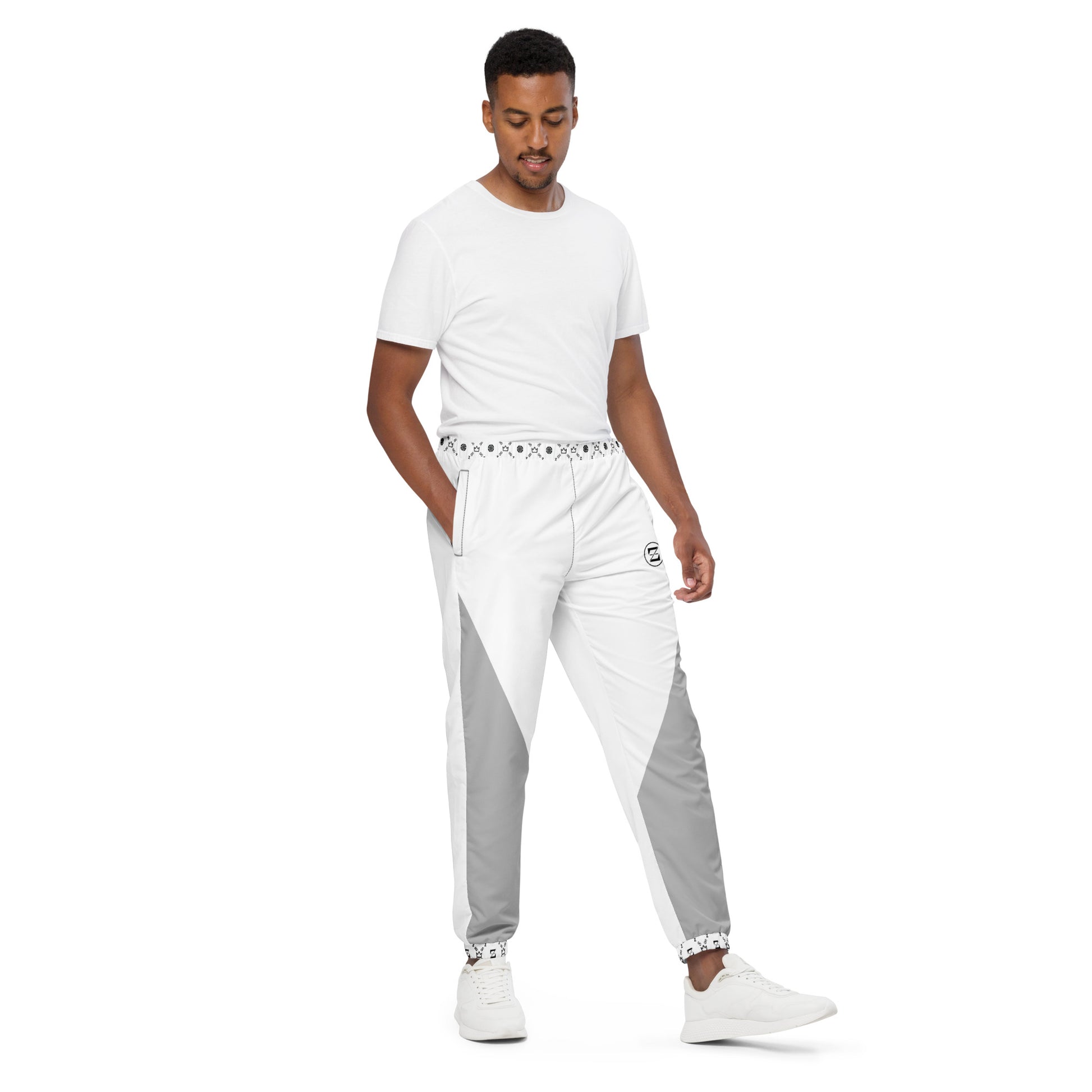 Zayndeellani Monogram Cuff Track Pants White - Zayndeellani