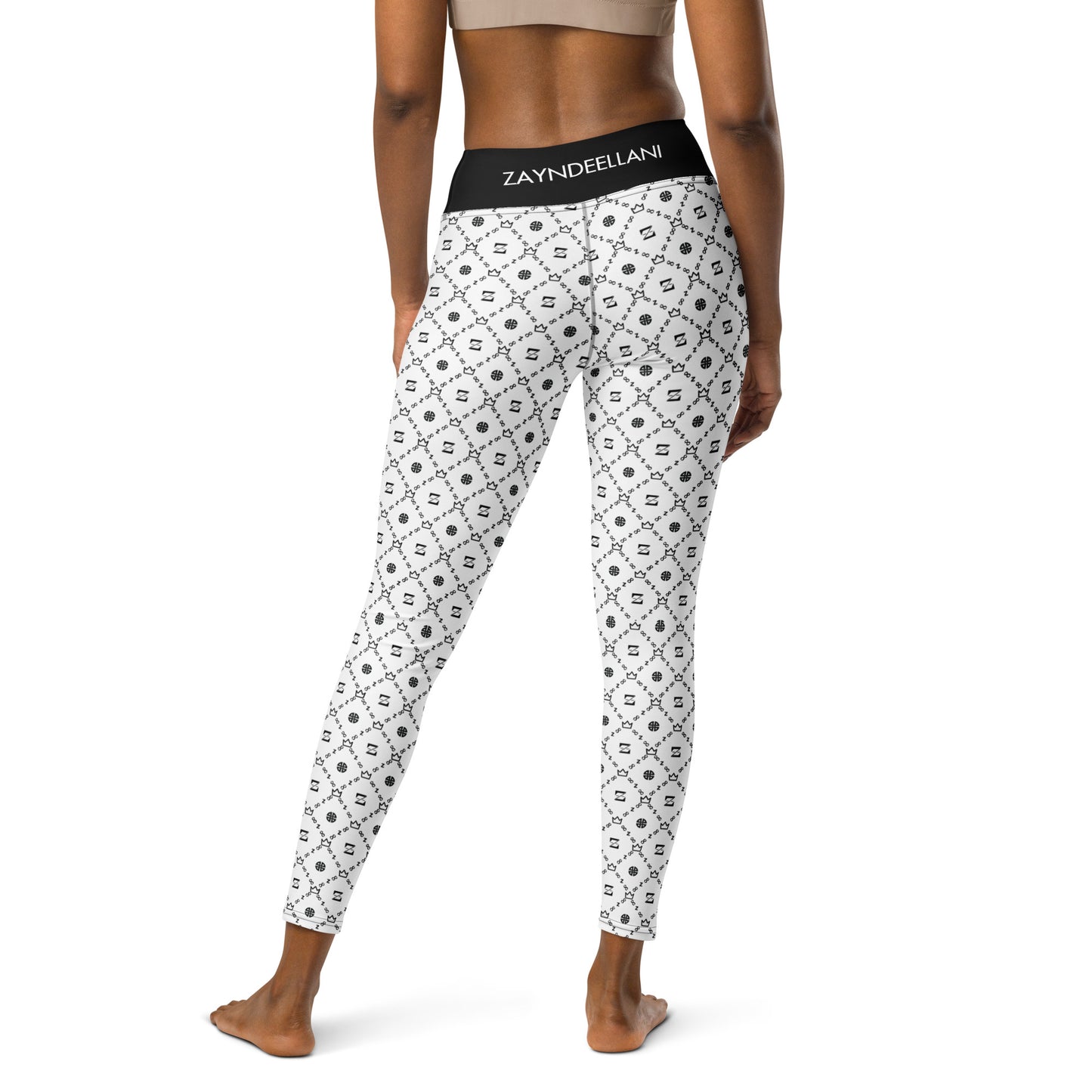 Zayndeellani Monogram Yoga Leggings - White - Zayndeellani