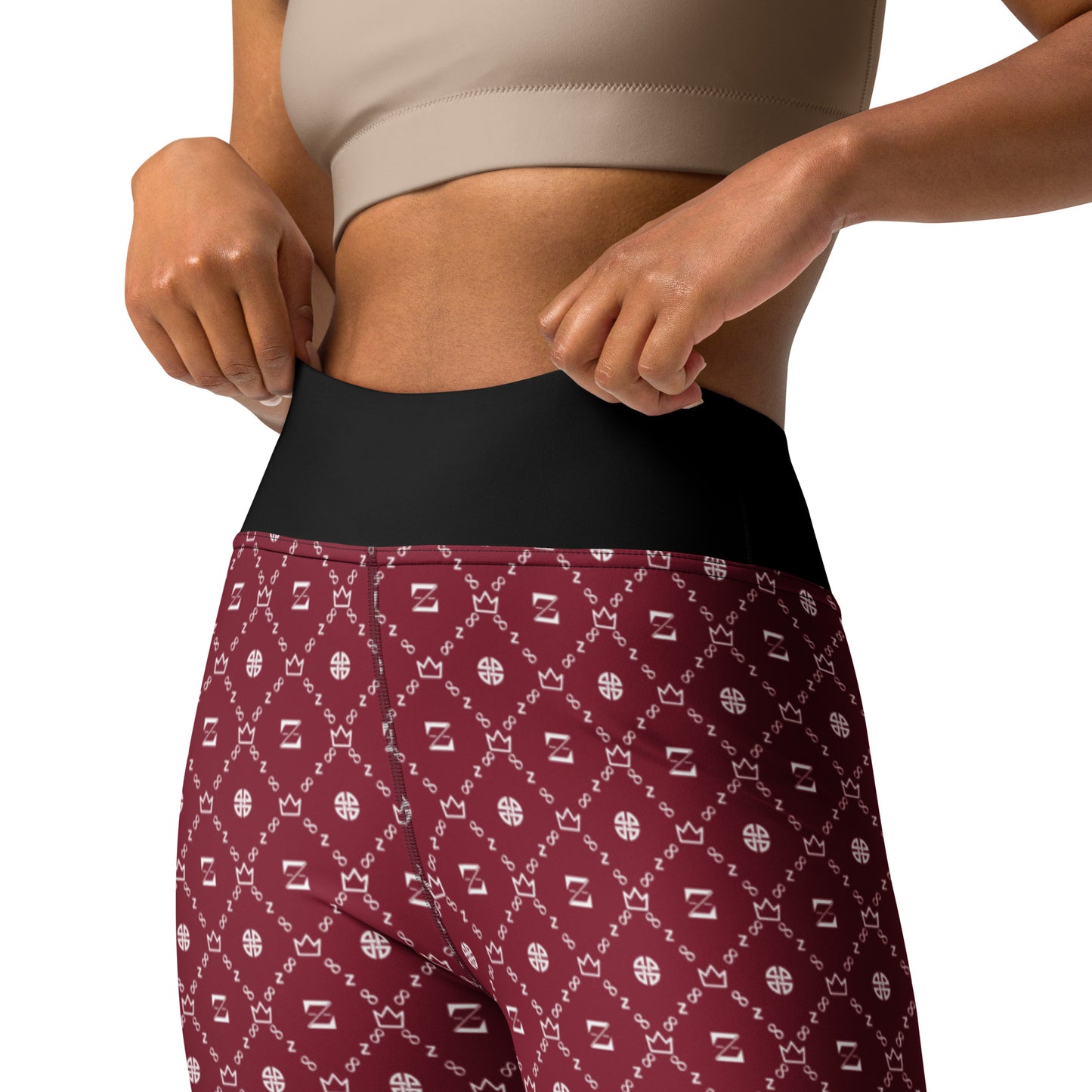 Zayndeellani Monogram Yoga Leggings Blank - Red - Zayndeellani