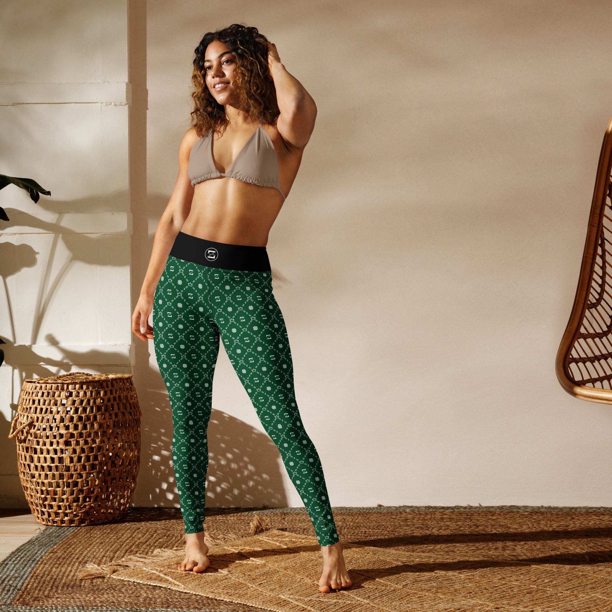 Zayndeellani Monogram Yoga Leggings - Green - Zayndeellani