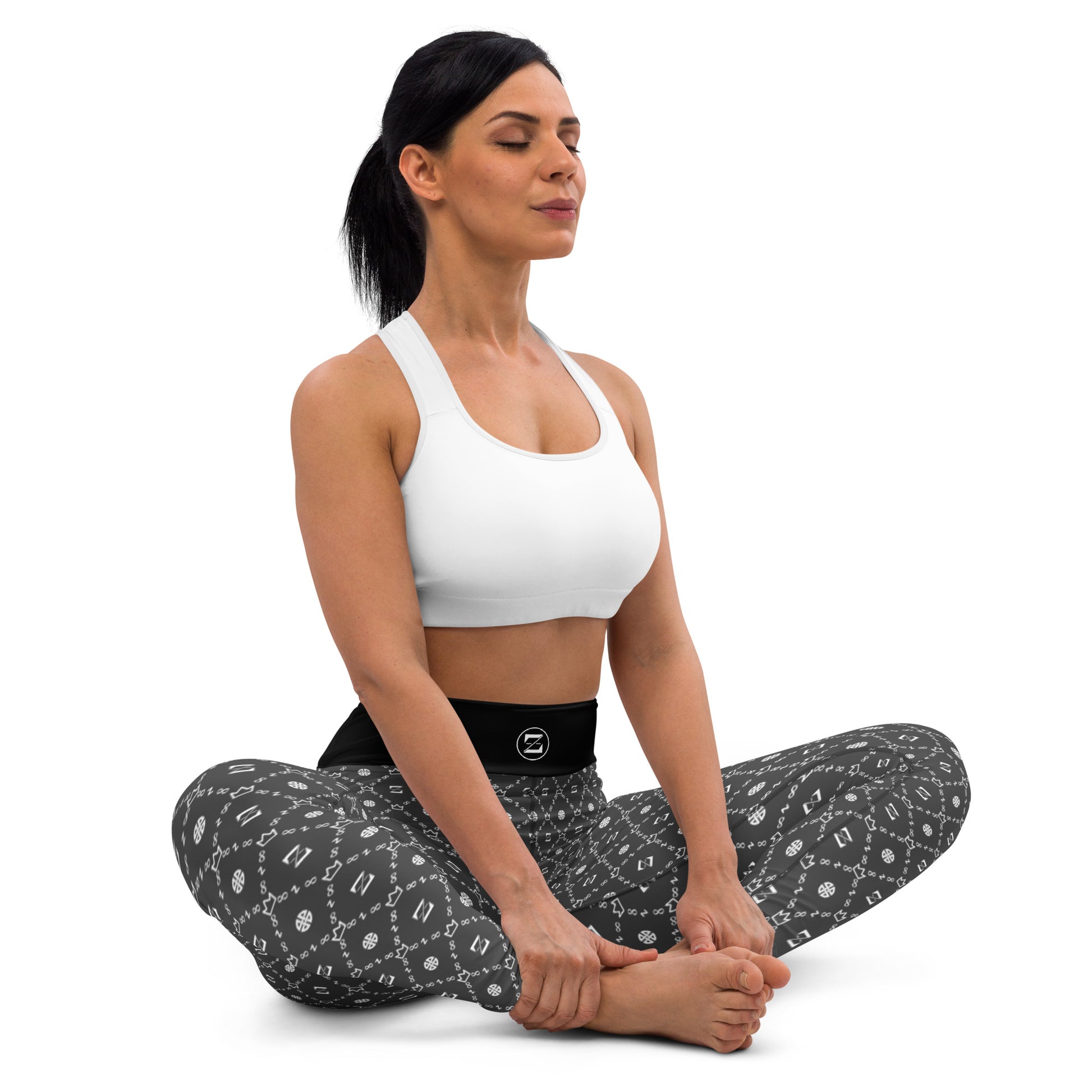 Zayndeellani Monogram Yoga Leggings - Grey - Zayndeellani