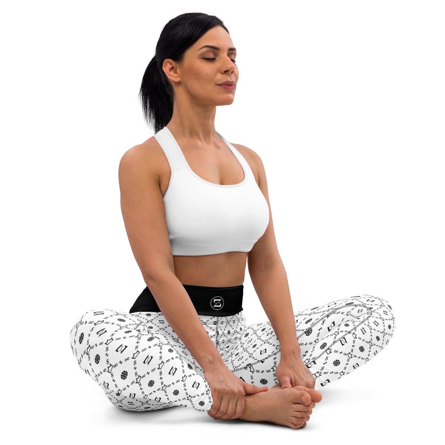 Zayndeellani Monogram Yoga Leggings - White - Zayndeellani