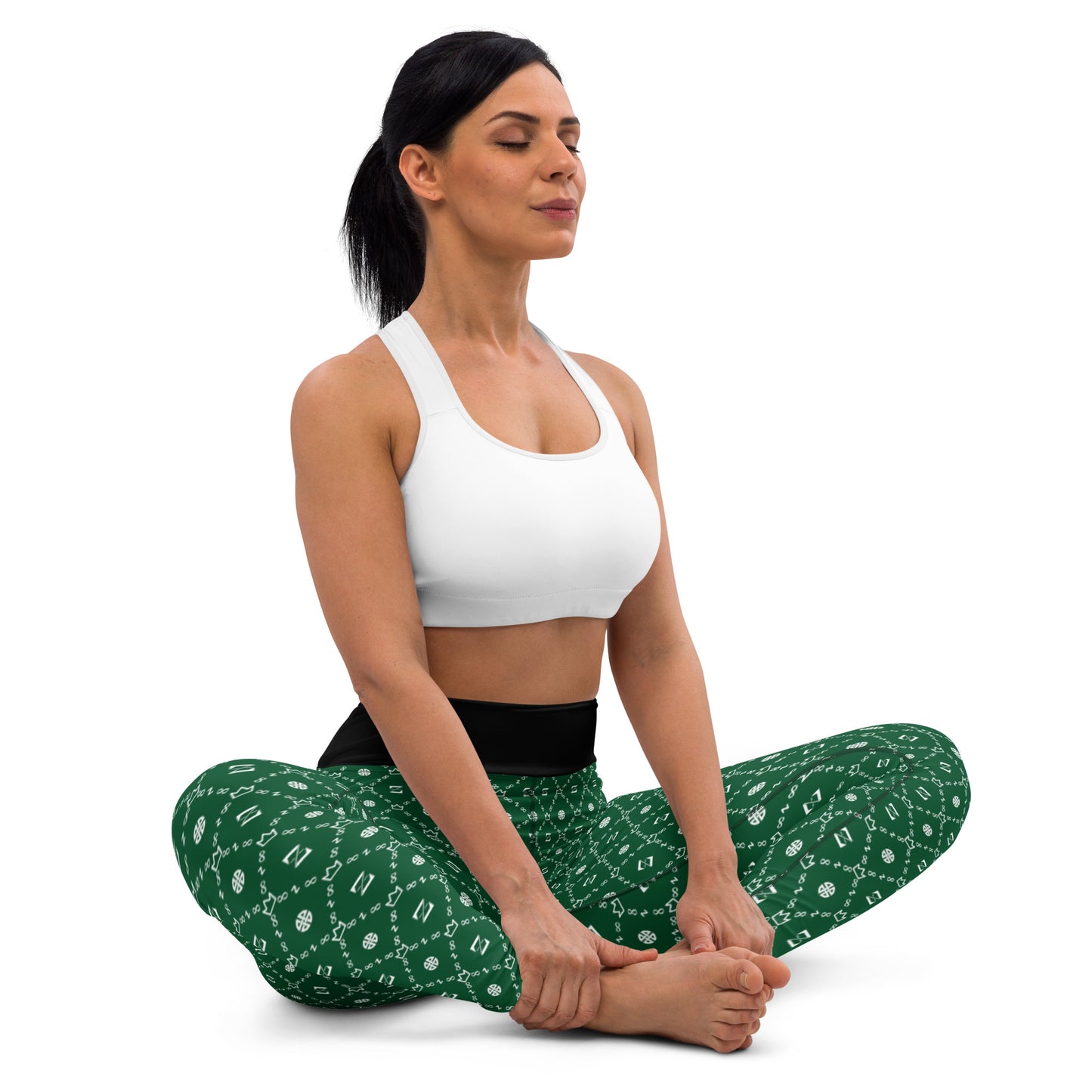 Zayndeellani Monogram Yoga Leggings Blank - Green - Zayndeellani