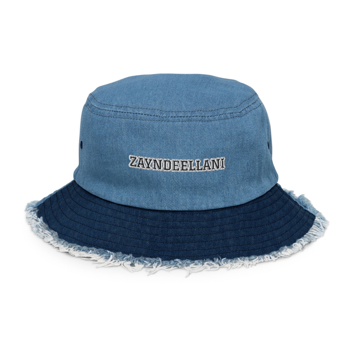 Zayndeellani Spell-out Distressed Denim Bucket - Zayndeellani