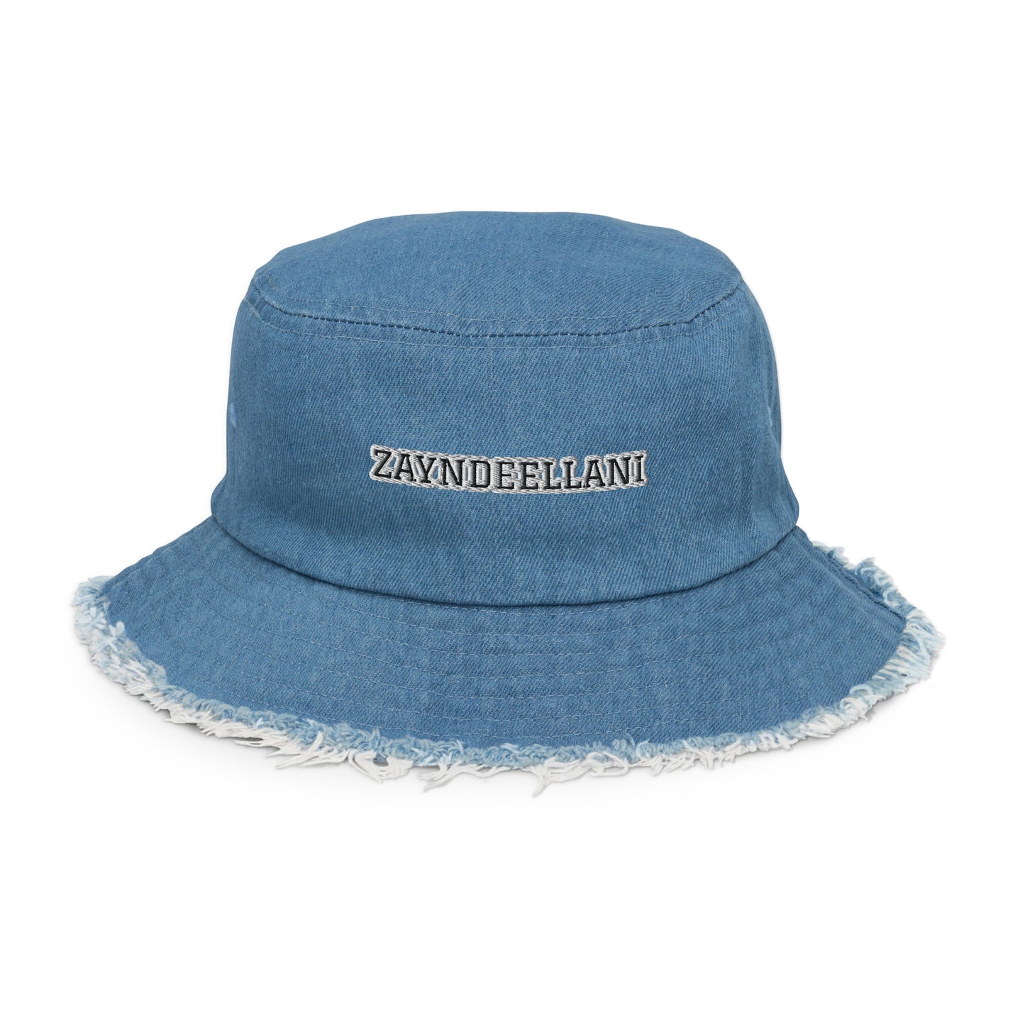 Zayndeellani Spell-out Distressed Denim Bucket - Zayndeellani