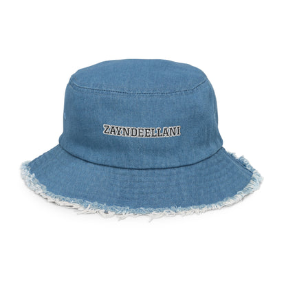 Zayndeellani Spell-out Distressed Denim Bucket - Zayndeellani