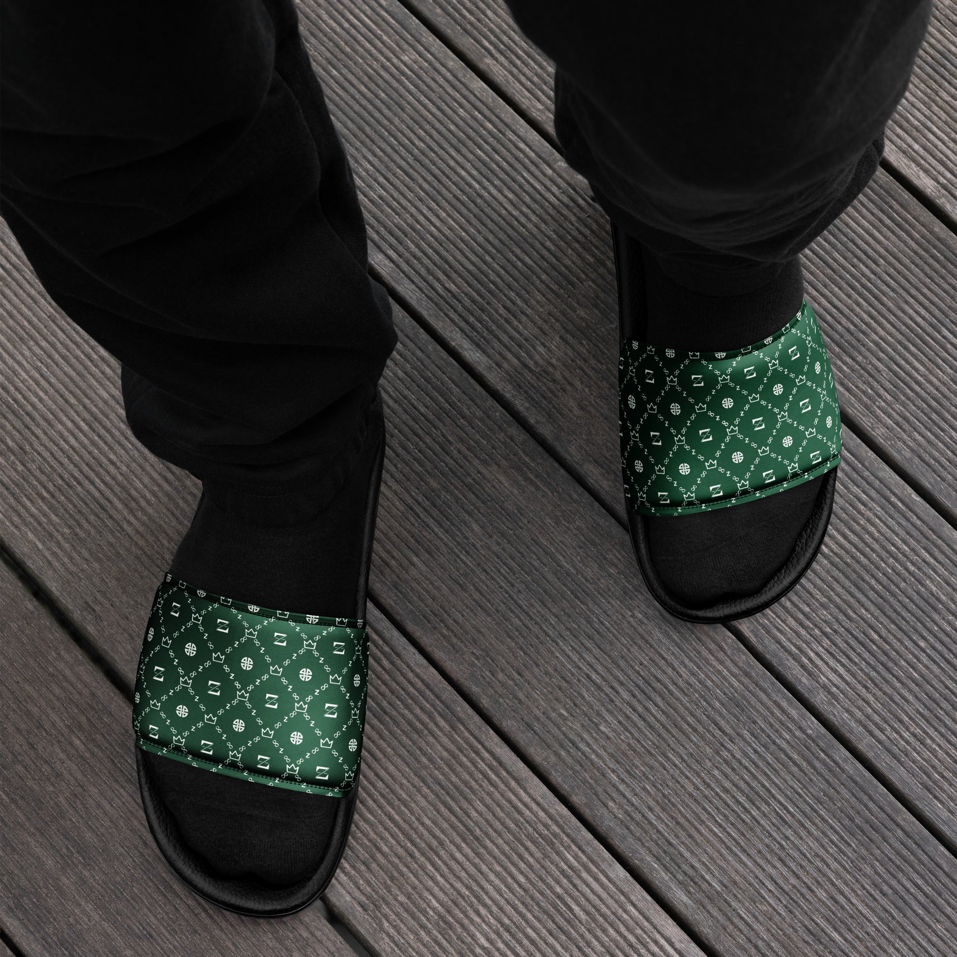 Zayndeellani Monogram Slides Green Men's - Zayndeellani