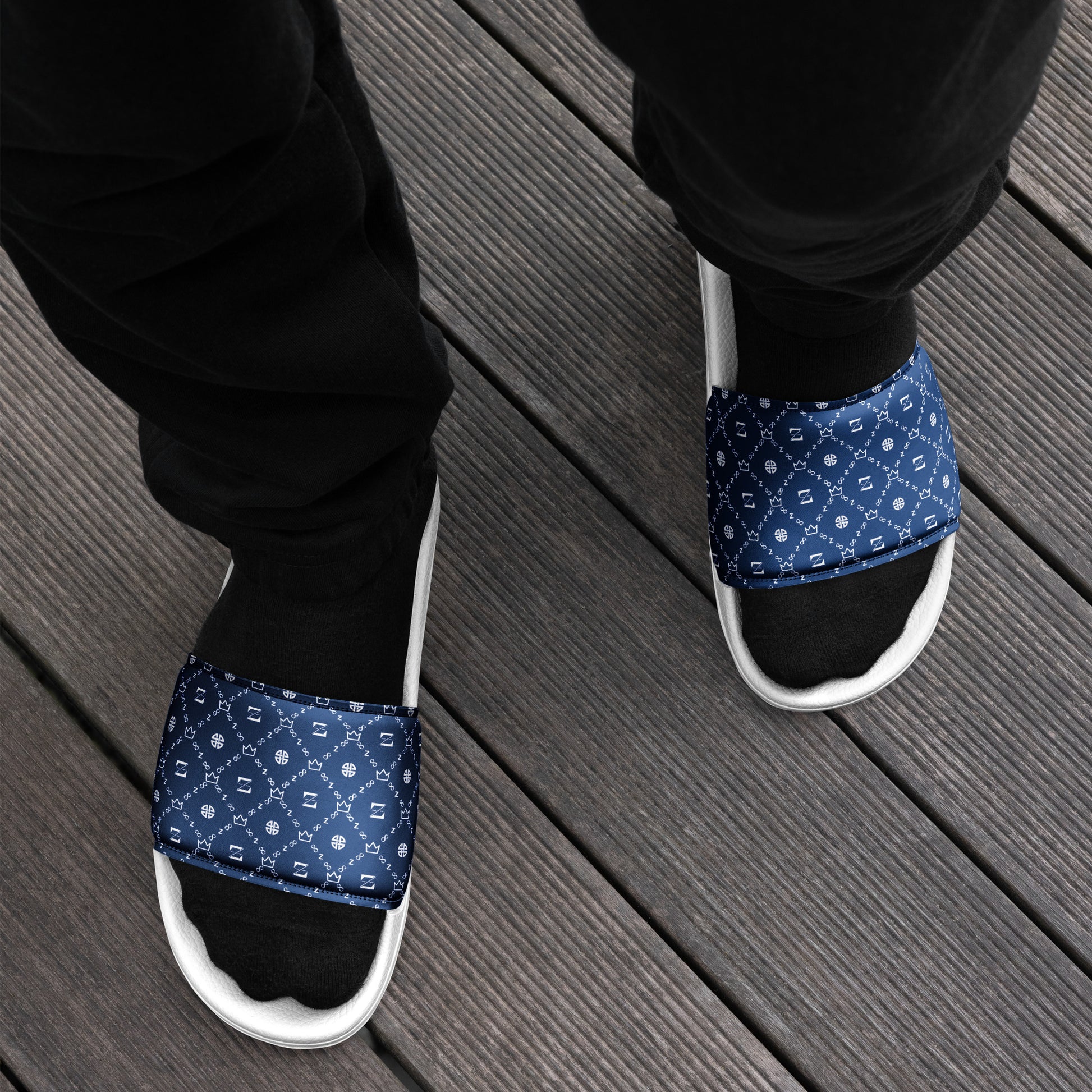 Zayndeellani Monogram Slides Blue Men's - Zayndeellani