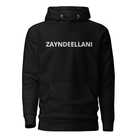 (Exclusive) Zayndeellani Logo Spell-Out Hoodie White Embroidery - Zayndeellani