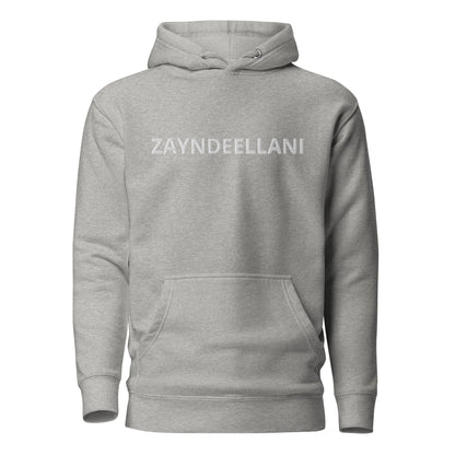 Zayndeellani Logo Spell-Out Hoodie White Embroidery - Zayndeellani