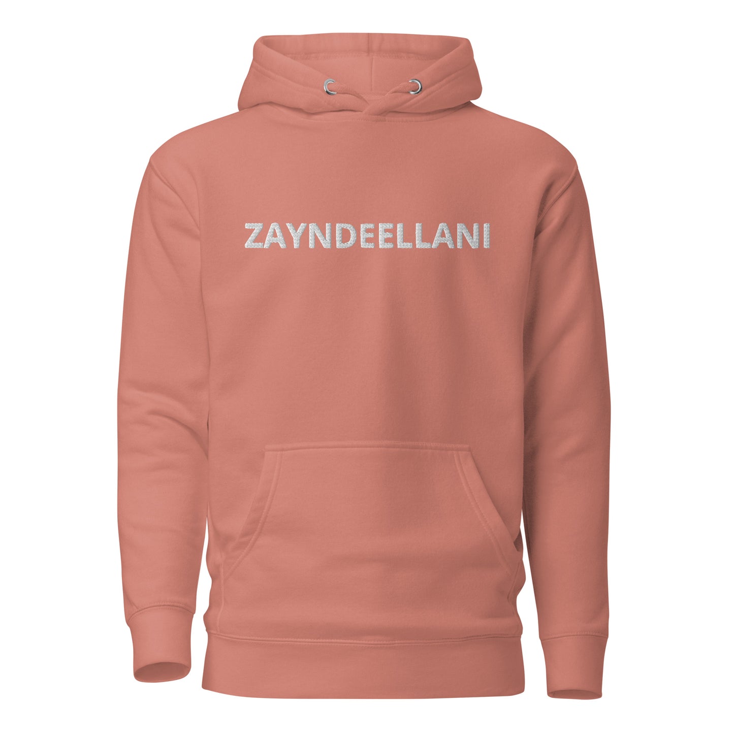 Zayndeellani Logo Spell-Out Hoodie White Embroidery - Zayndeellani