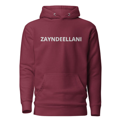 Zayndeellani Logo Spell-Out Hoodie White Embroidery - Zayndeellani