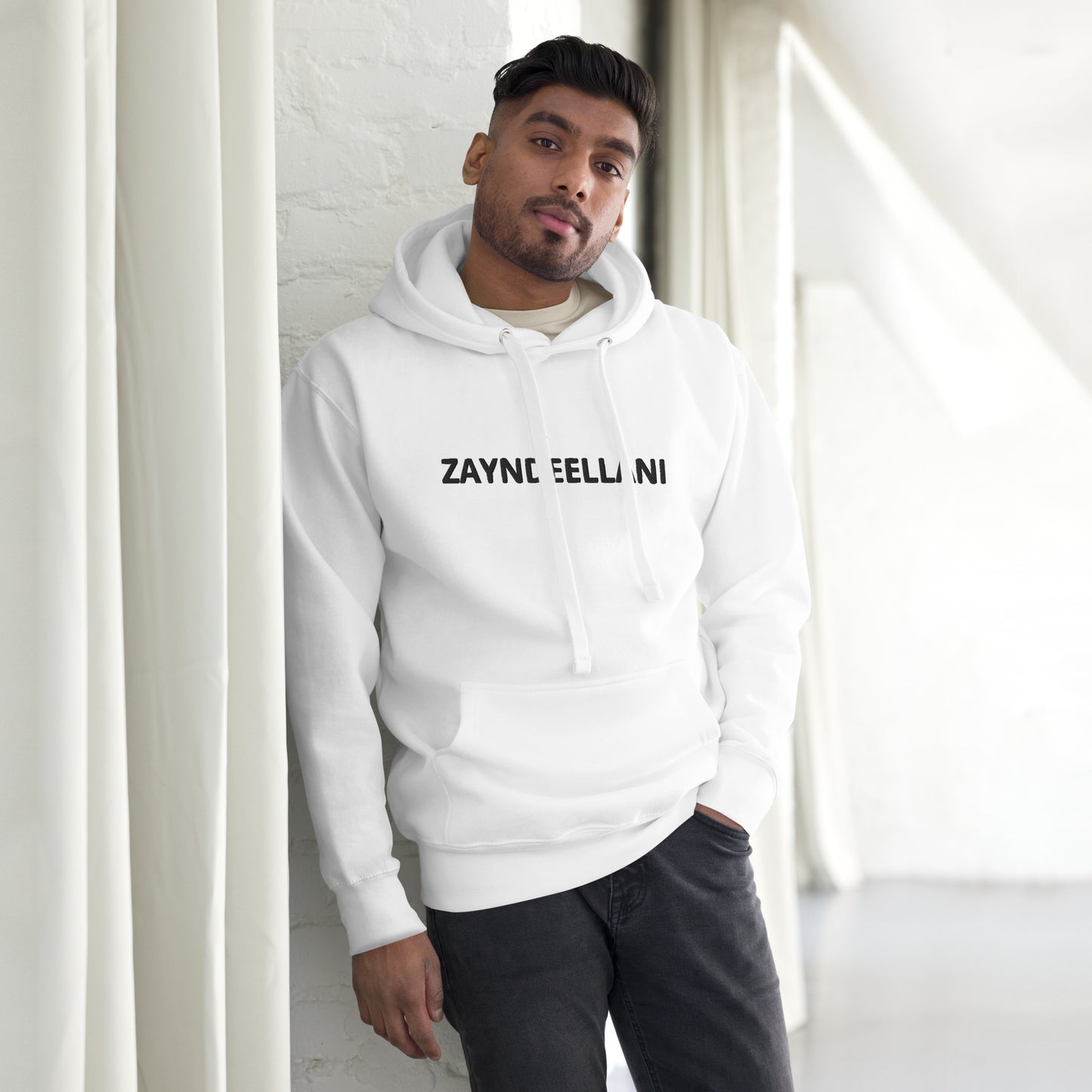 Zayndeellani Logo Spell-Out Hoodie Black Embroidery - Zayndeellani